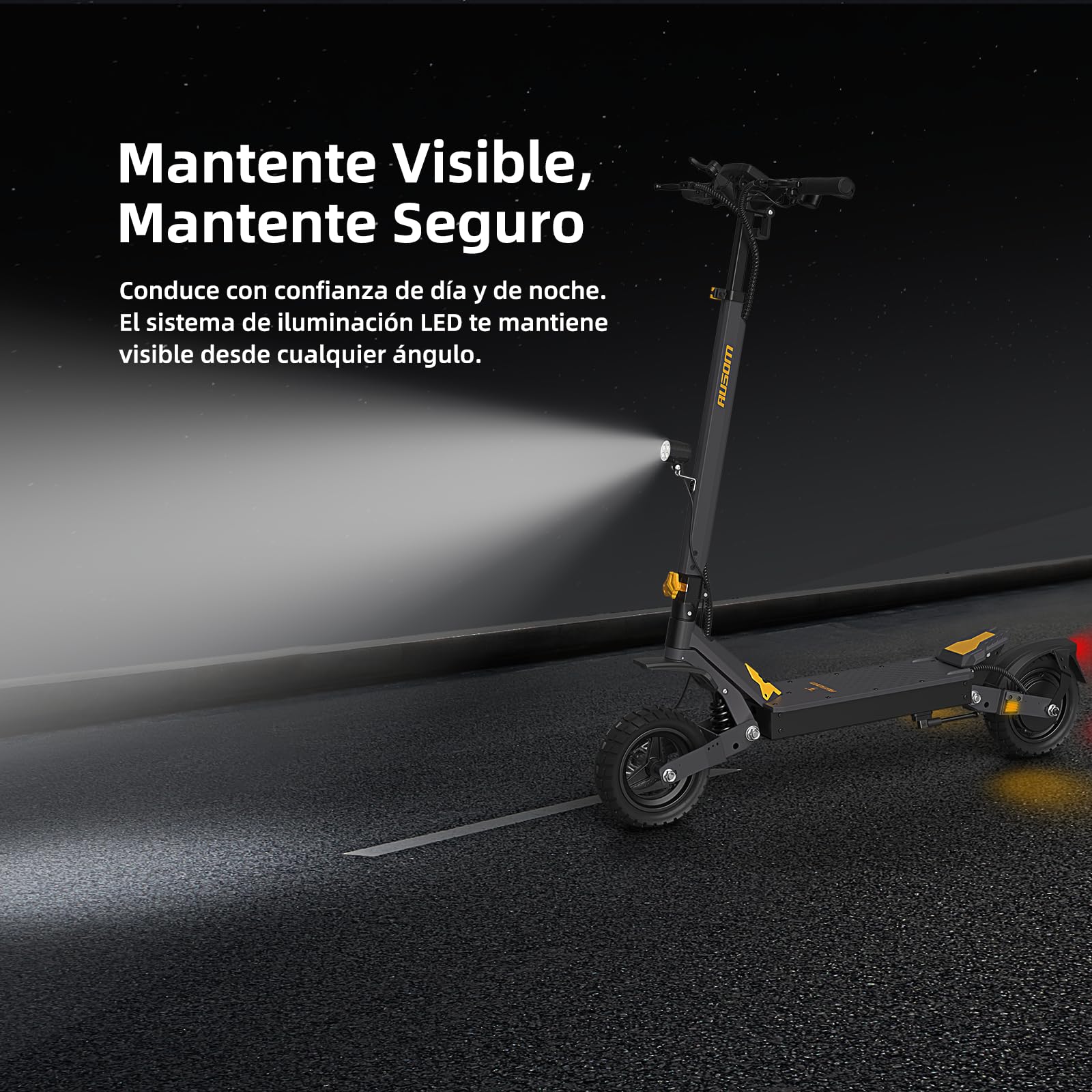 Patinete eléctrico Plegable Ausom L1, batería de 48 V 15,6 Ah, neumáticos de 10 Pulgadas, autonomía de 70 km, Frenos de Disco Delanteros y Traseros, Patinete eléctrico para Adultos