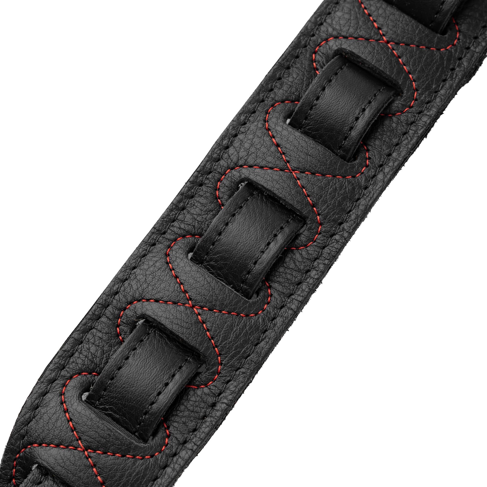 Levy's Leathers Rebel Leathers Series - Correa de guitarra de piel auténtica de 2.5 pulgadas de ancho, color negro con tachuelas rojas, (M81GRPDX-BLK)
