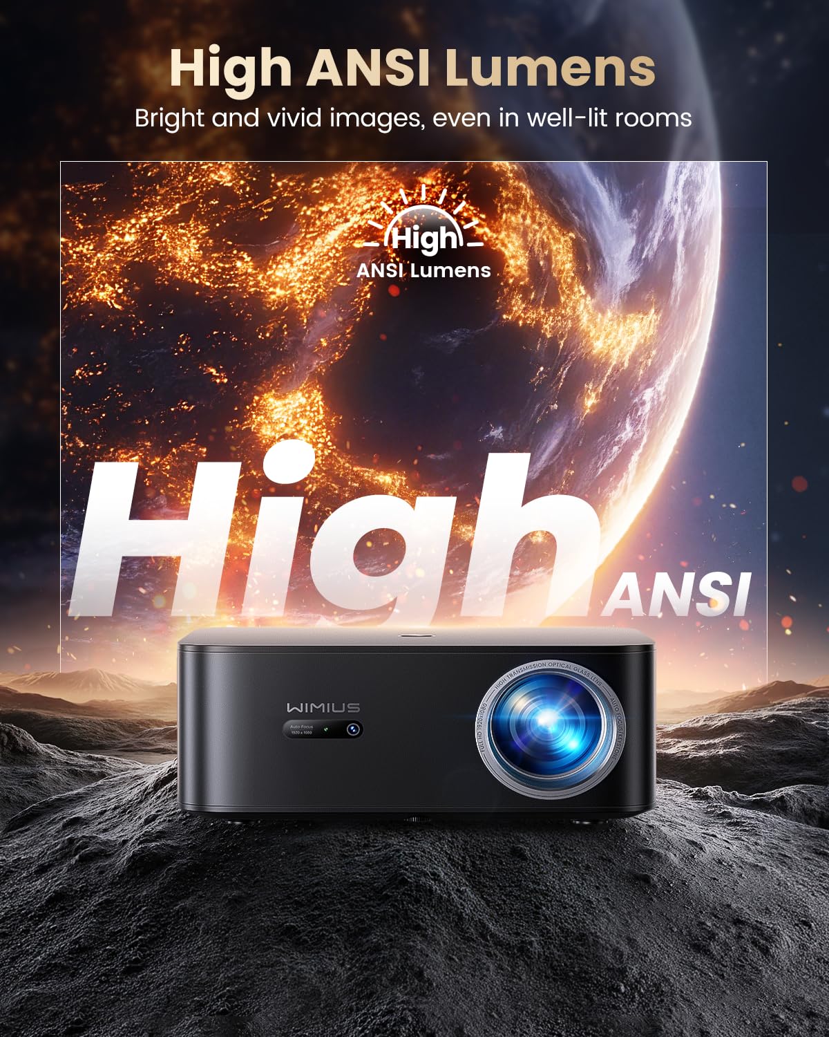 WIMIUS k13 Video Projector 本体 Com suporte para Google TV Stick/4K】Projetor inteligente com WiFi