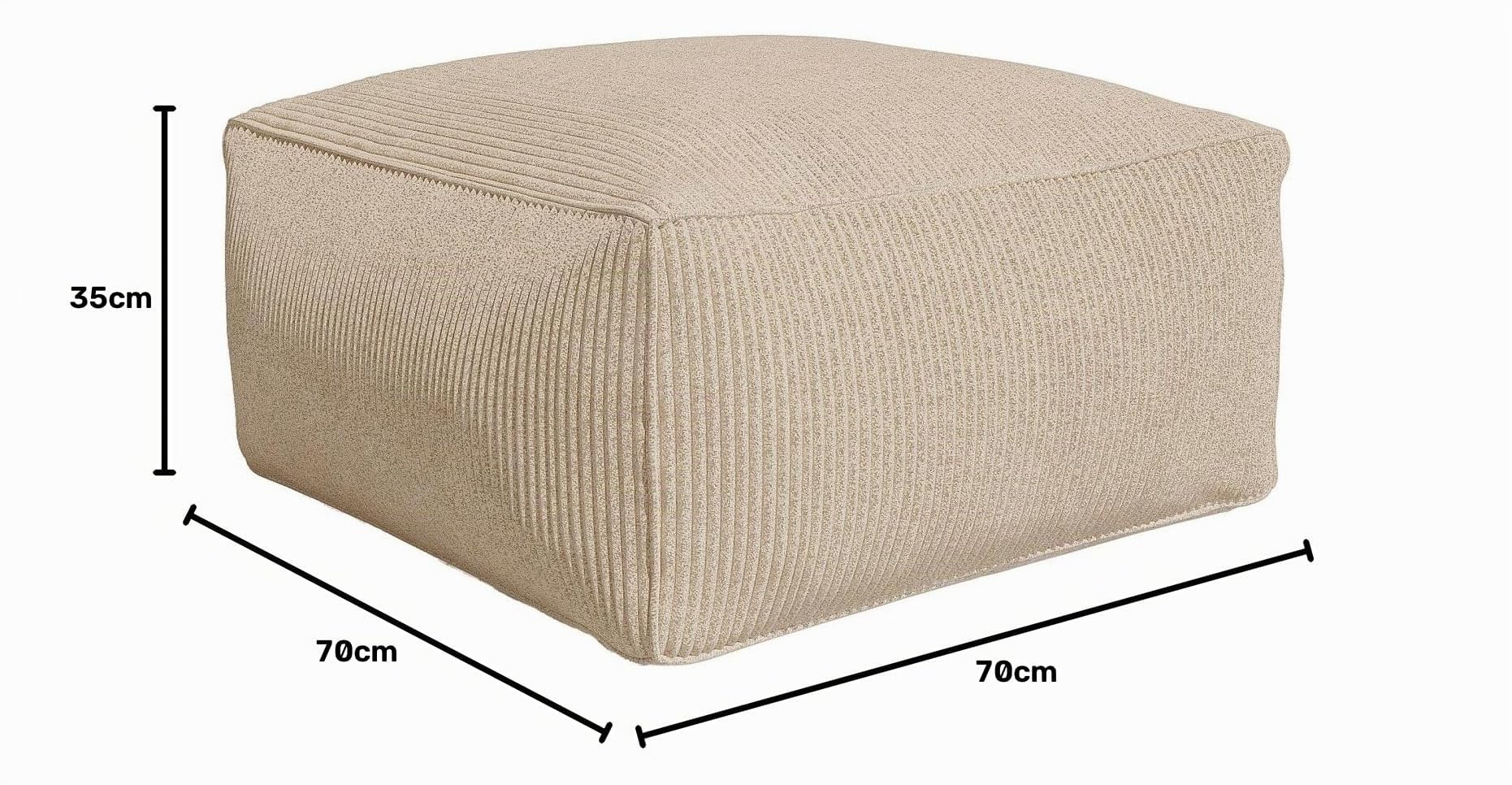 Vente-unique - Pouf en Velours côtelé Beige NOUMARA