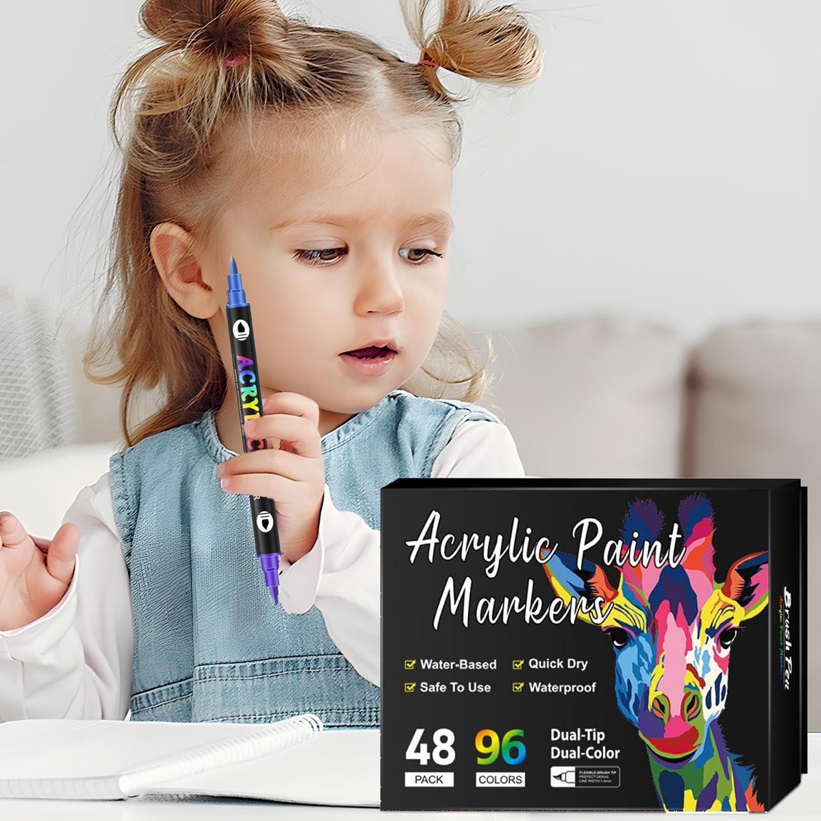 Paint Marker Pens - Acryl Doppelspitze Rock Painting Set, Permanent Fade-Resistant Ink Drawing Tools, Multi-Purpose Art Supplies for Paper Glass Canvas Ceramic Stone, Artists and Craft Hobby Projects