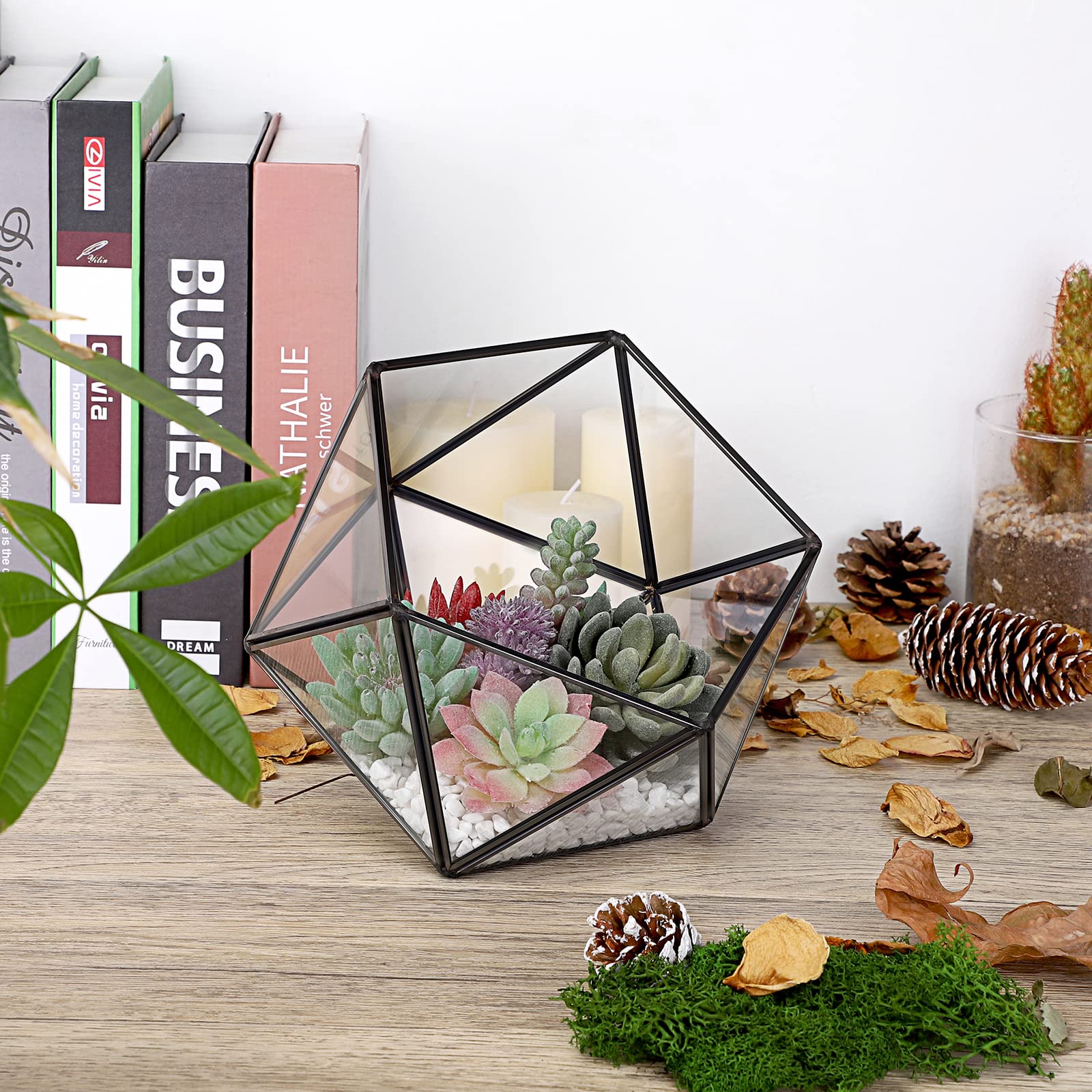 ELLDOO Porta cialde di caffè in vetro nero, 15 lati, geometrica, organizer per capsule di caffè K Cup Espresso, bustine di tè e zucchero, per cucina, bar, bancone ufficio
