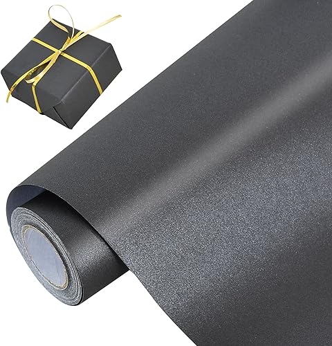 BEISHIDA Papel de regalo negro de color liso con brillo perlado, papel de regalo mate, papel de embalaje para bodas, cumpleaños, graduación, papel