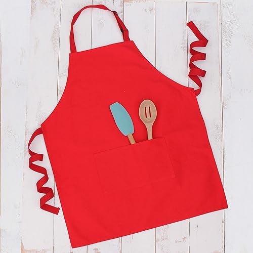 Threadart Delantal ajustable de algodón 100% lona con bolsillo doble  Para cocinar cocina, barbacoa, chef artesanías  26 x 31 pulgadas
