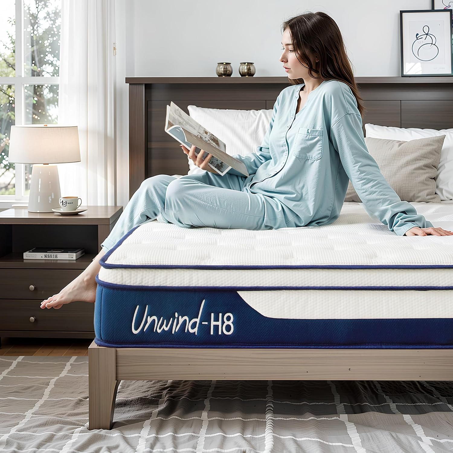 King Mattress, 12 Inch Hybrid Mattresses, Medium Firm Feel Memory Foam, King Size Mattress in a Box Hybrid, Individual Pocket Spring-Motion Isolation-Extra Edge Support, CertiPUR-US (Blue)