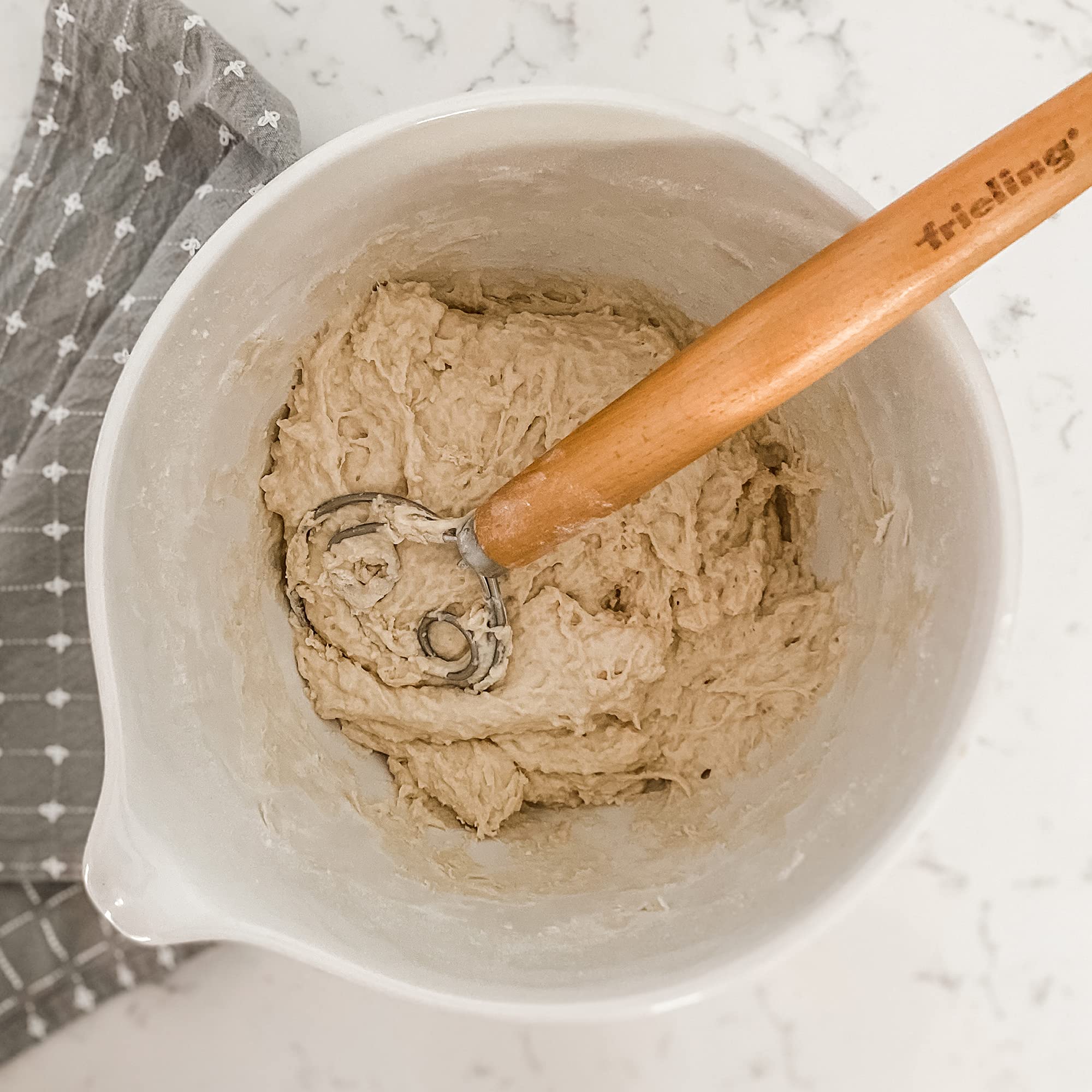 Frieling Wood and Stainless Batter Whisk for Mixing Dough, 13-Inch, Natural - Image 3