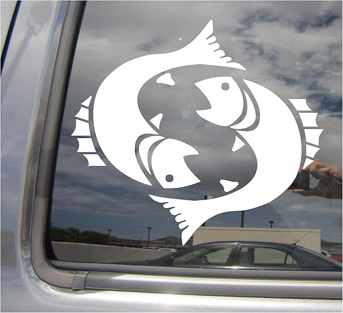 Pisces Fish Zodiac Astrology - Horoscope Sign Symbol - Cars Trucks Moped Helmet Hard Hat Auto Automotive Craft Laptop Vinyl Decal Window Wall Sticker 08061