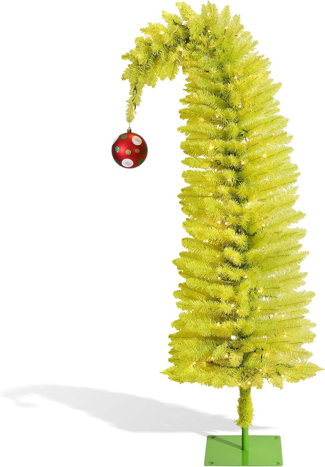 5.5 FT Pre-lit Grinchs Christmas Tree - Bendable Whimsical Christmas Tree for Christmas Decorations Indoor/Outdoor or Porch Decor, 170 Lights / 460 Tips / 8 Flashing Modes