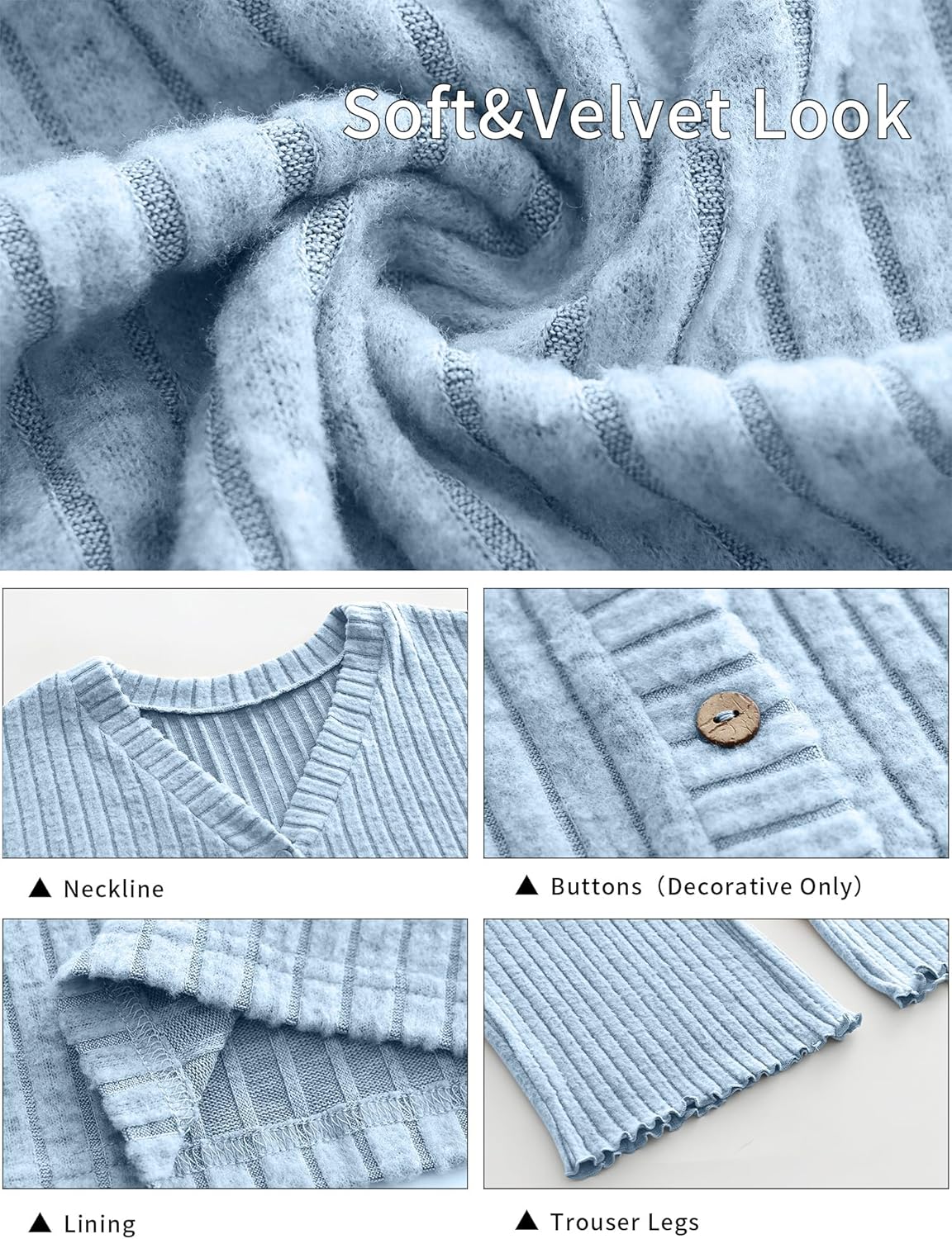 ANRABESS Women's 2 Piece Lounge Pajama Sets Ribbed Long Sleeve Button Top Matching Pants Sleepwear PJ Set 2025 Fall Outfits - Image 7