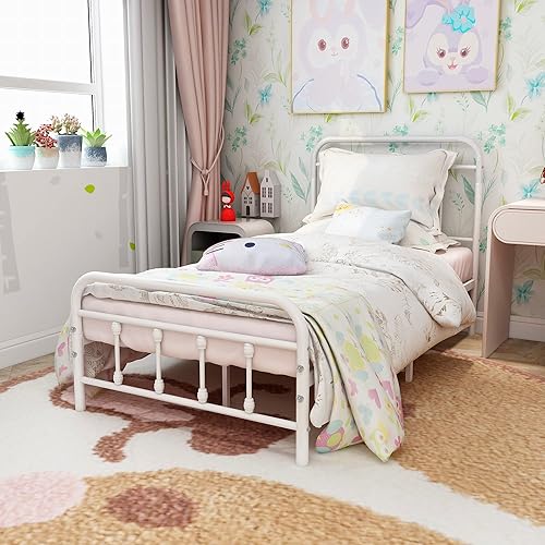 Kefair Base de cama de tamaño matrimonial con cabecero, sin reemplazo de somier, almacenamiento debajo de la cama de 10.6 pulgadas, fácil montaje,