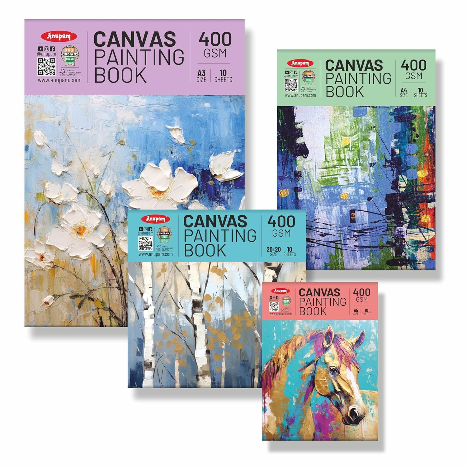 Anupam Canvas Pad Acrylic Gesso Primed Acid Free 400Gsm 10 Sheets for Acrylic Painting and Oil Painting (A4) 2