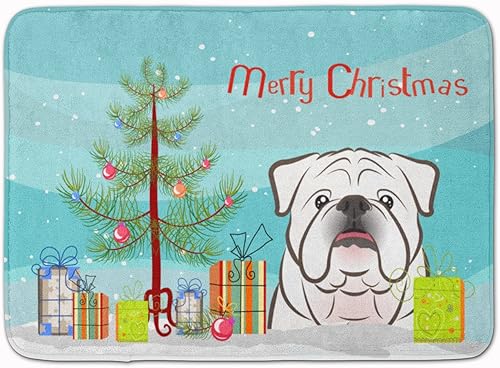 Caroline's Treasures BB1592RUG - Tapete de espuma viscoelástica lavable a máquina, diseño de bulldog inglés blanco, 19 x 27 pulgadas, multicolor