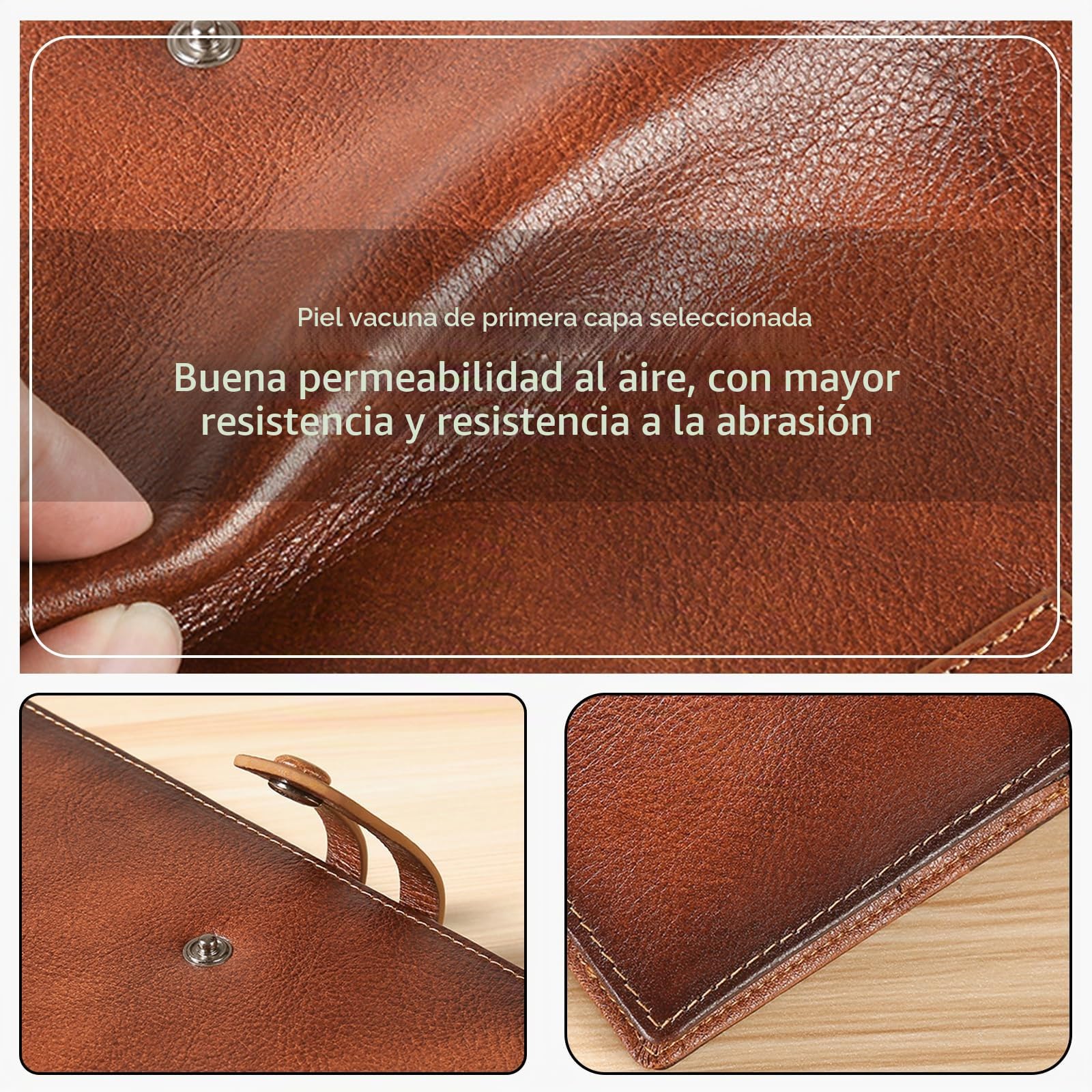 Cartera de Hombre Billetera Cuero Cartera con Protección RFID Tarjetero Monederos Larga Wallet con 12 Ranuras para Tarjetas Marrón