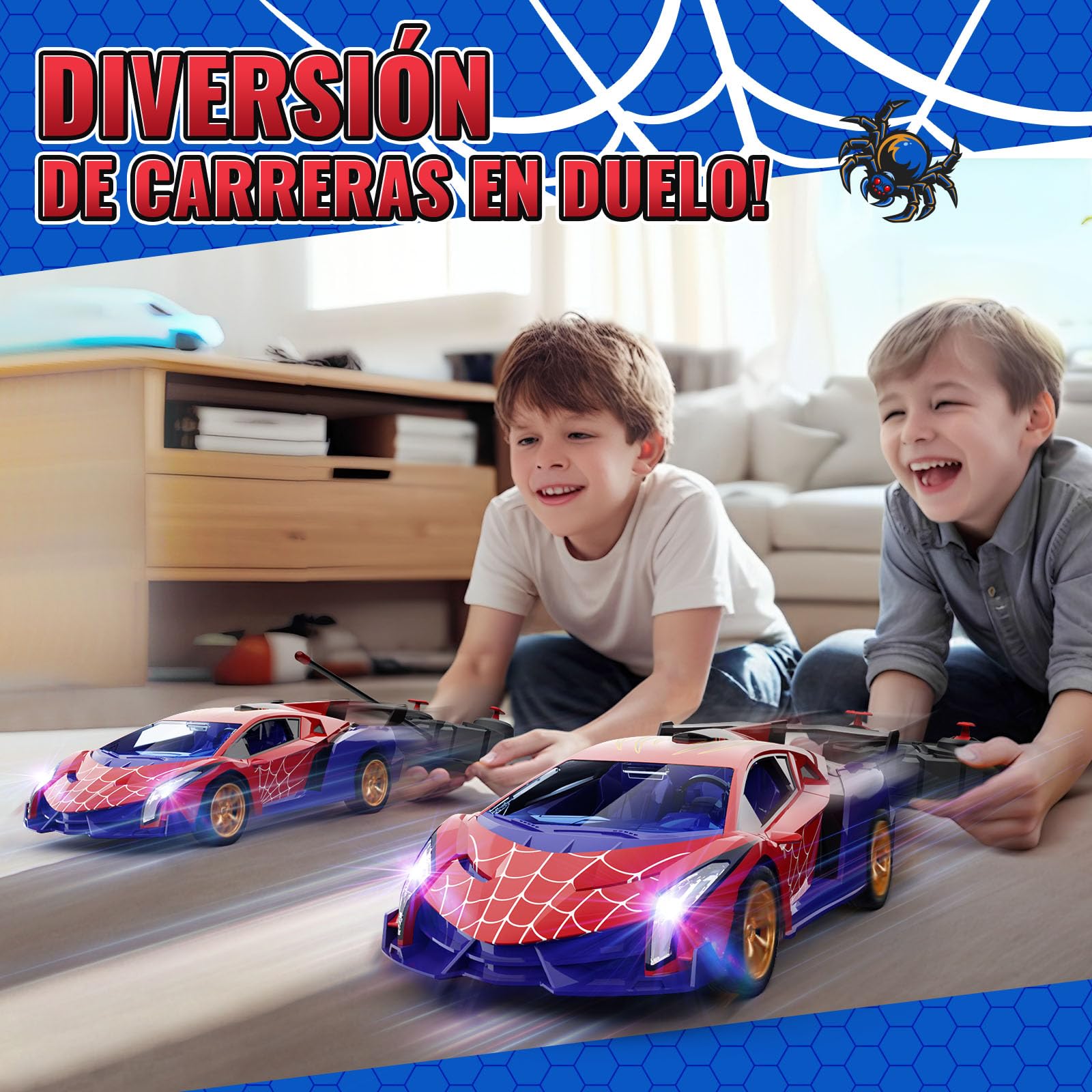 Coche Teledirigido Ojos Araña Luminosos & Diseño Telaraña, Coche Rc Drift Car 1:18, Juguetes Niños 3 4 5 6 7 8 9 10 11 12 Años Regalo para Niño de 3-12 Años Juegos Niños 3-12 Años Cumpleaños Navidad