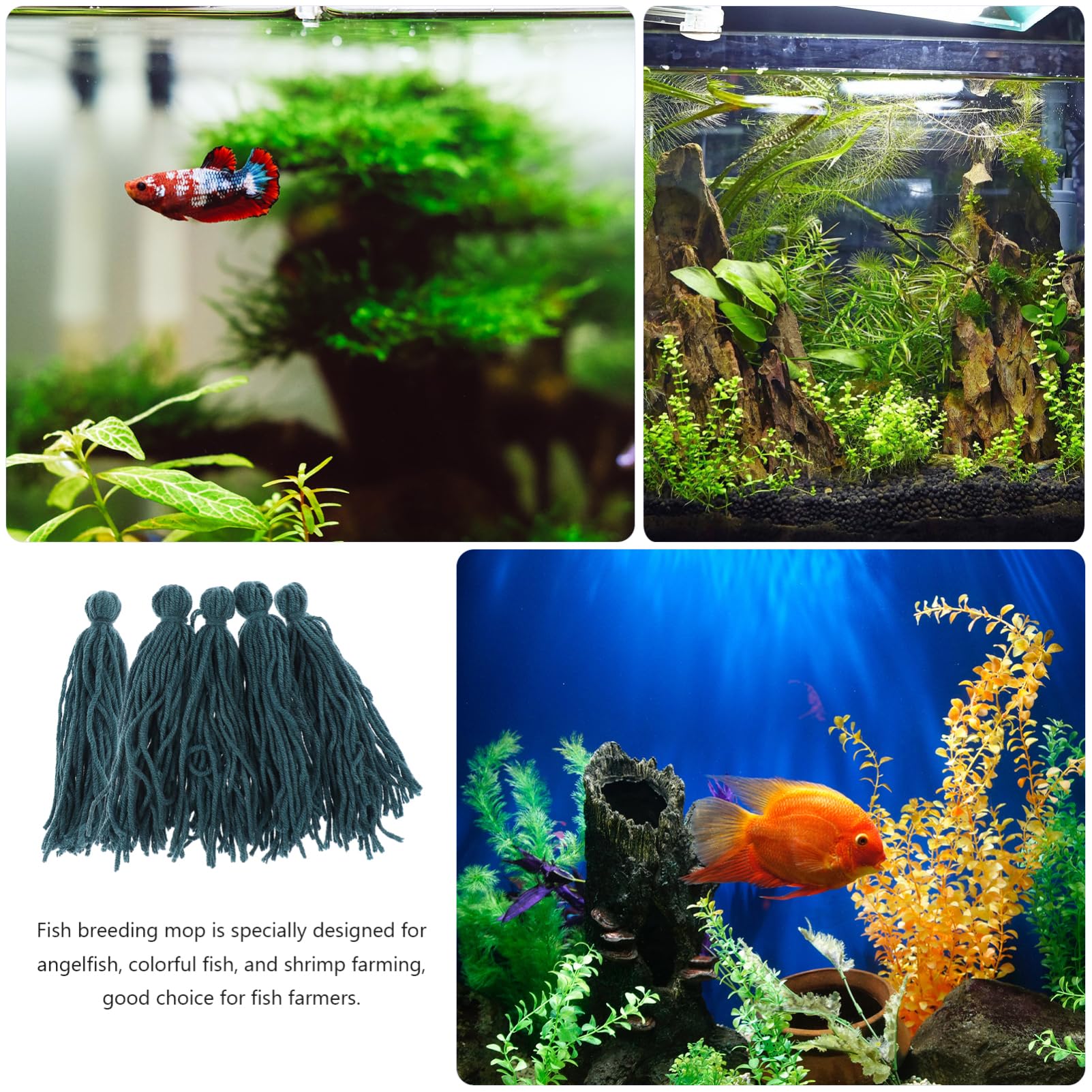 SEWOART 5pcs Fish Spawning Breed Mops Woolen Yarn Material Stable Floating Aquarium Tank Breeding Tool for Angelfish Colorful Fish Egg Laying Increase Reproduction Rate - Image 4