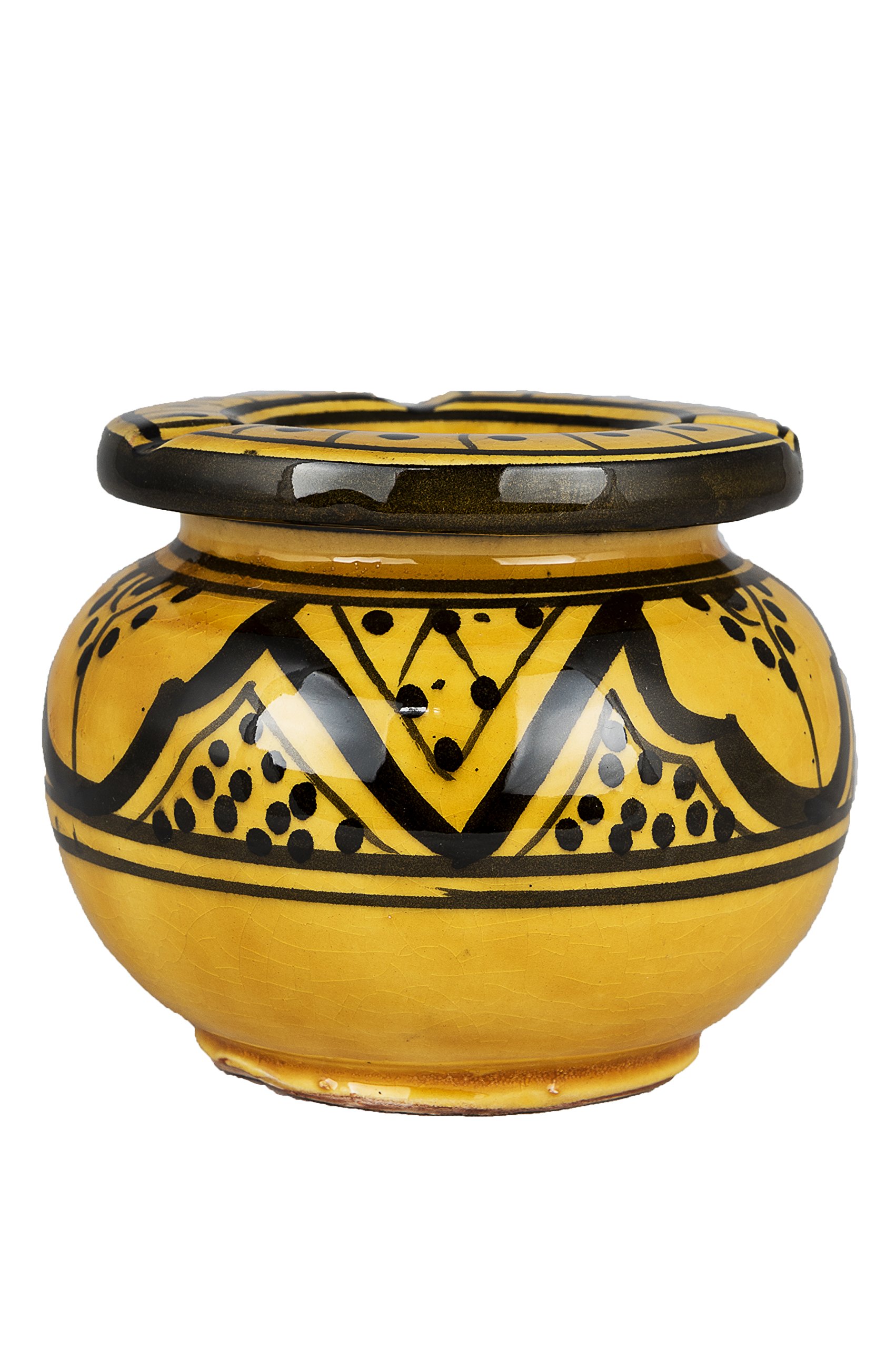 Marrakech Accessoires - Posacenere In Ceramica Con Decorazione Rosa, 11 X 9 Cm, Fatto A Mano In Marocco