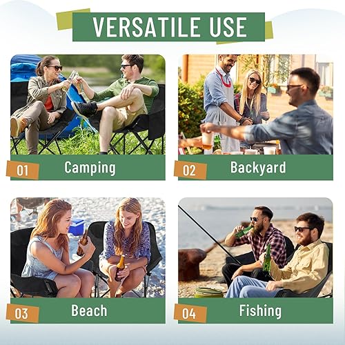 Miniatura 7 de Paquete de 2 sillas de camping compactas plegables portátiles para exteriores con bolsa de transporte, sillas lunares ligeras para viajes, picnic,