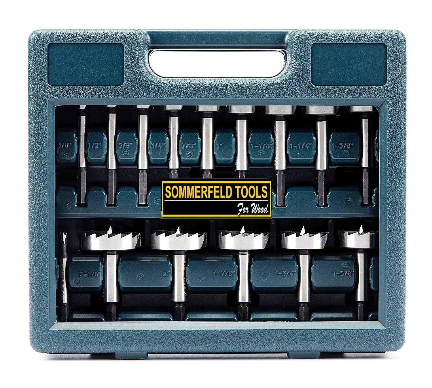 Sommerfeld Woodworking Tools 16 pc Forstner Bit Set for Drilling Precision Holes in Wood