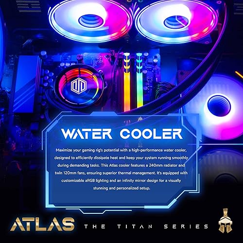 Miniatura 4 de Periphio Atlas AMD Gaming PC, con refrigeración líquida Ryzen 7 5700G (4.6GHz Turbo), gráficos Radeon RX Vega 8 (optimizado para juegos), 32 GB de