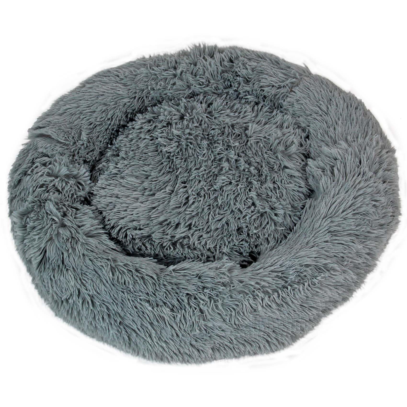Actiaspet Fluffy Donut Pet Bed Washable Dog & Cat Bed Multiple Sizes (Grey, Medium) — image 1