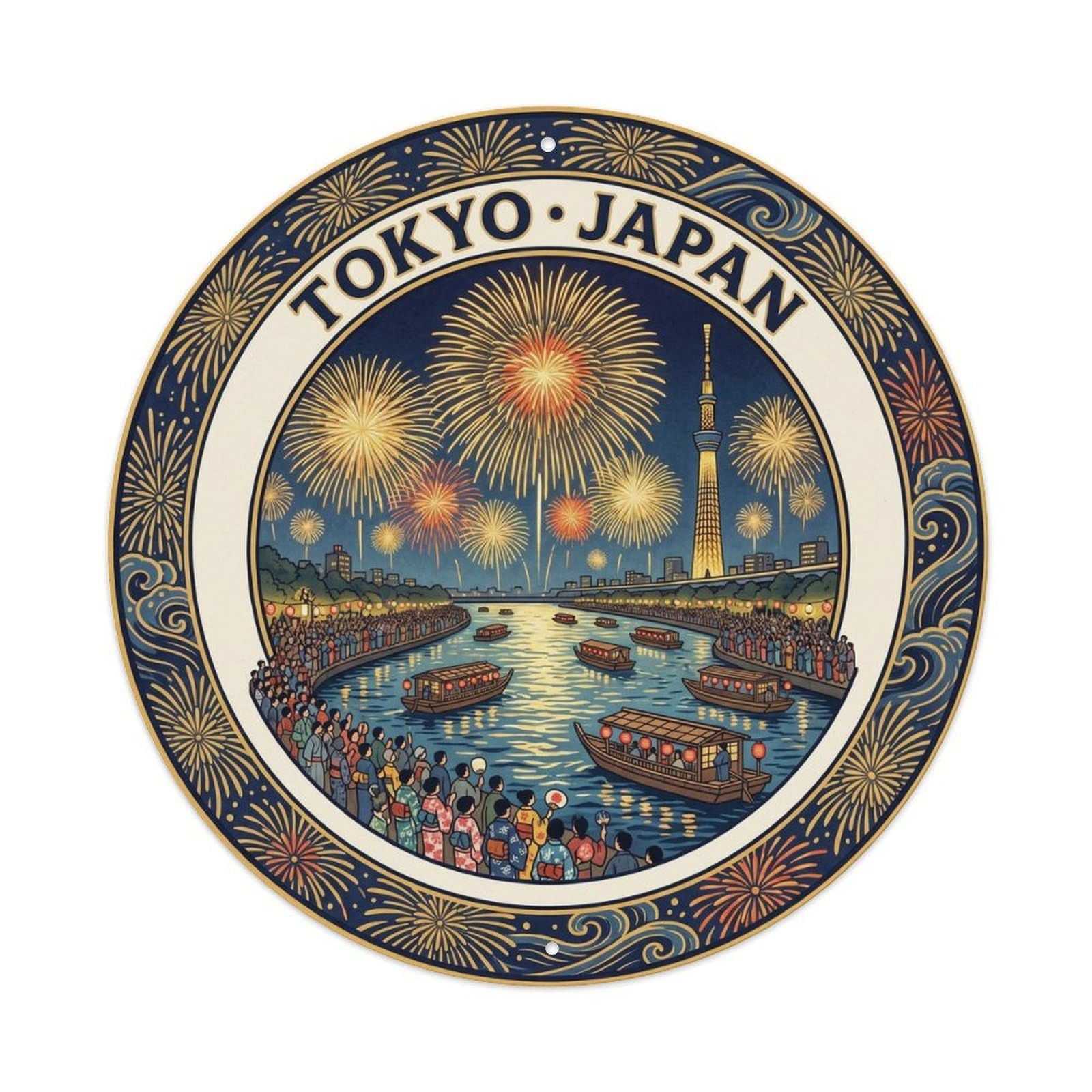 Tokyo Sumida Fireworks Festival River Culture Travel Metal Tin Sign