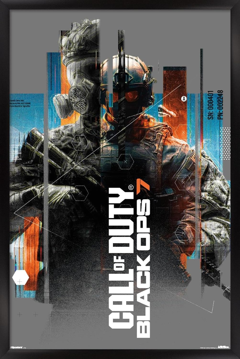 Call of Duty: Black Ops 7 (2025) - Split Reality Gray Wall Poster, 34L" x 22.4W", Black Framed Version