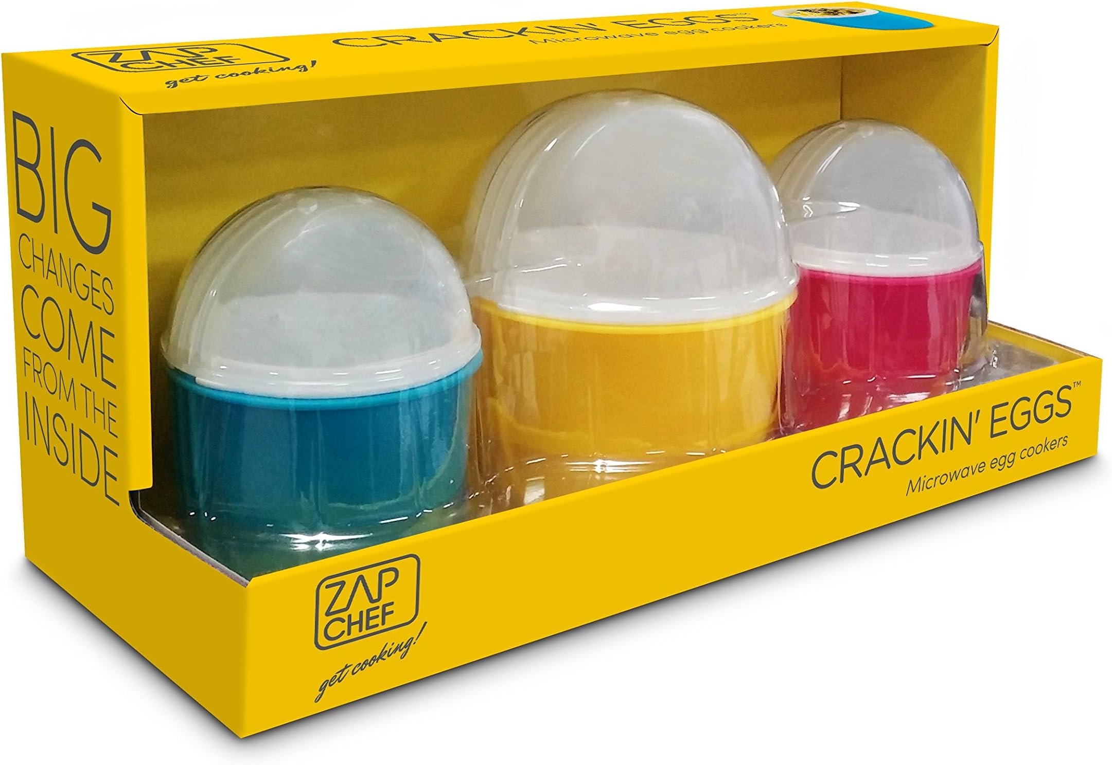 Zap Chef Crackin Eggs Microwavable Egg Cookers - Multicoloured, 1 Large and 2 Small
