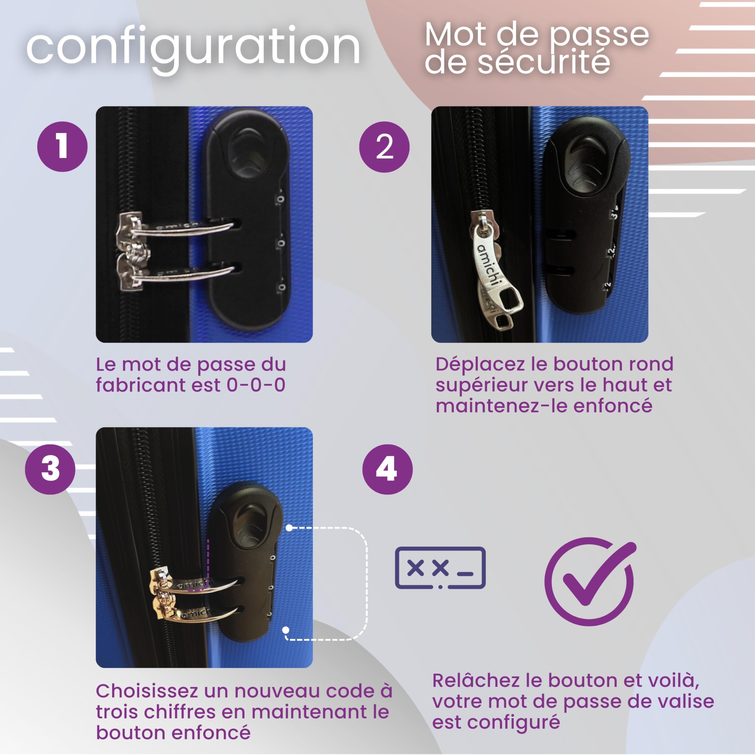 AMICHI - Valigia per cabina rigida 55 x 40 x 20 | bagaglio a mano leggero a 4 ruote 360 º | compatibile con Ryanair, EasyJet e Plus | ideale per week-end, affari o voli brevi