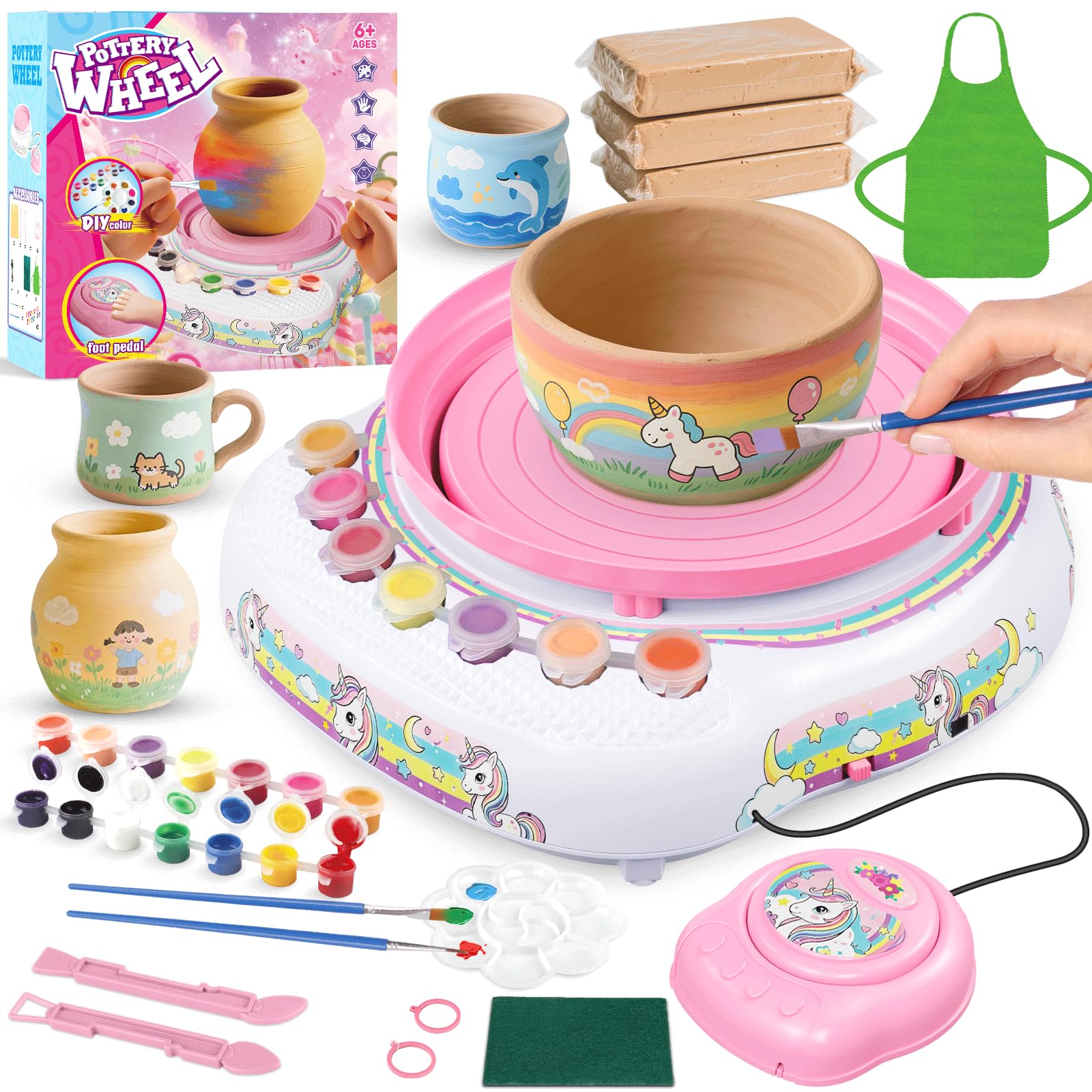 Kids Pottery Wheel Kit - Air Dry Clay & Tools -9 Kids Pottery Wheel Kit - Air Dry Clay & Tools -9