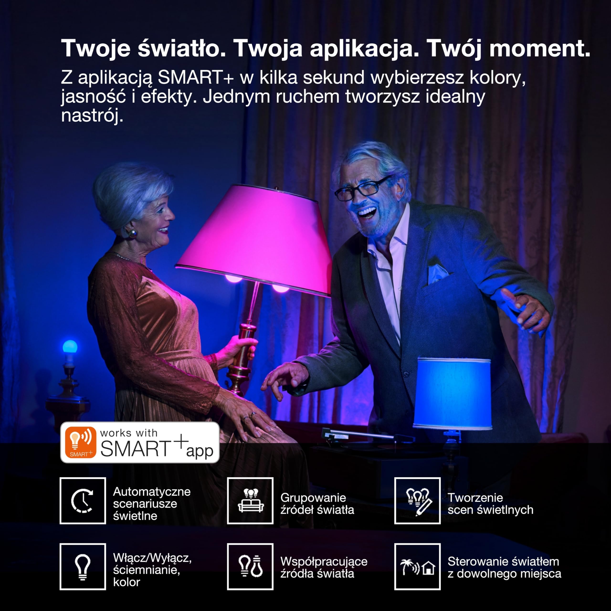 OSRAM SMART+ RGB lampa Globe, Matter przez Wi-Fi, 2 szt., E27, 5W, 16 mln kolorów, 2700–6500K, współpracuje z Alexa, Google, Apple