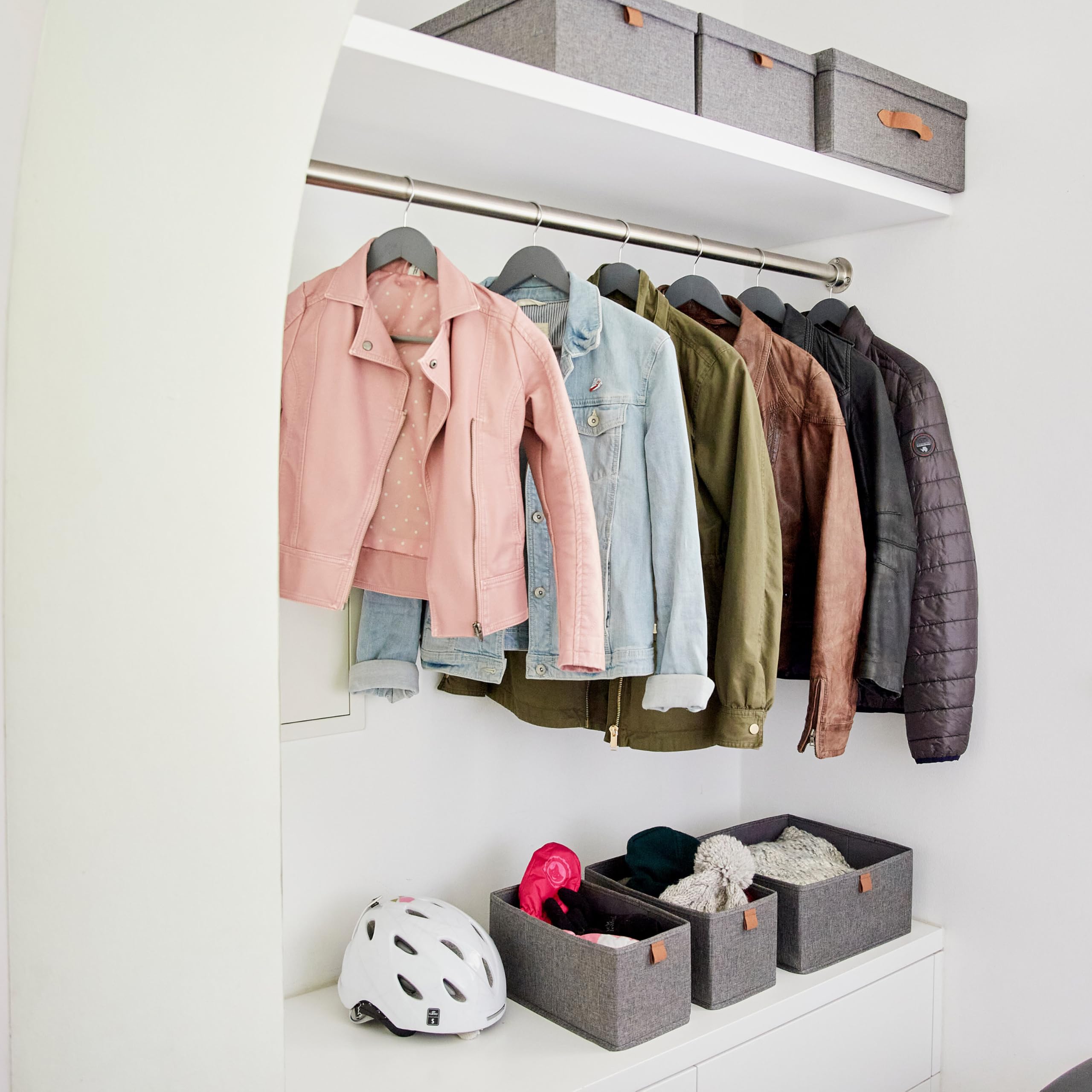 LOVE IT STORE IT - Premium - 3er Set Aufbewahrungsbox Stoff - Schubladen Organizer & Schrank Organizer aus Leinen für Kleiderschrank, Wickelkommode - Grau - 15x30x15 cm & 30x30x15 cm
