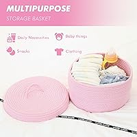 Vista 15 de Sea Team Round Cotton Rope Storage Basket with Lid, Lidded Woven Storage Bin, Nursery Storage Container, Diaper Caddy, Baby Shower Basket, Box, Cream