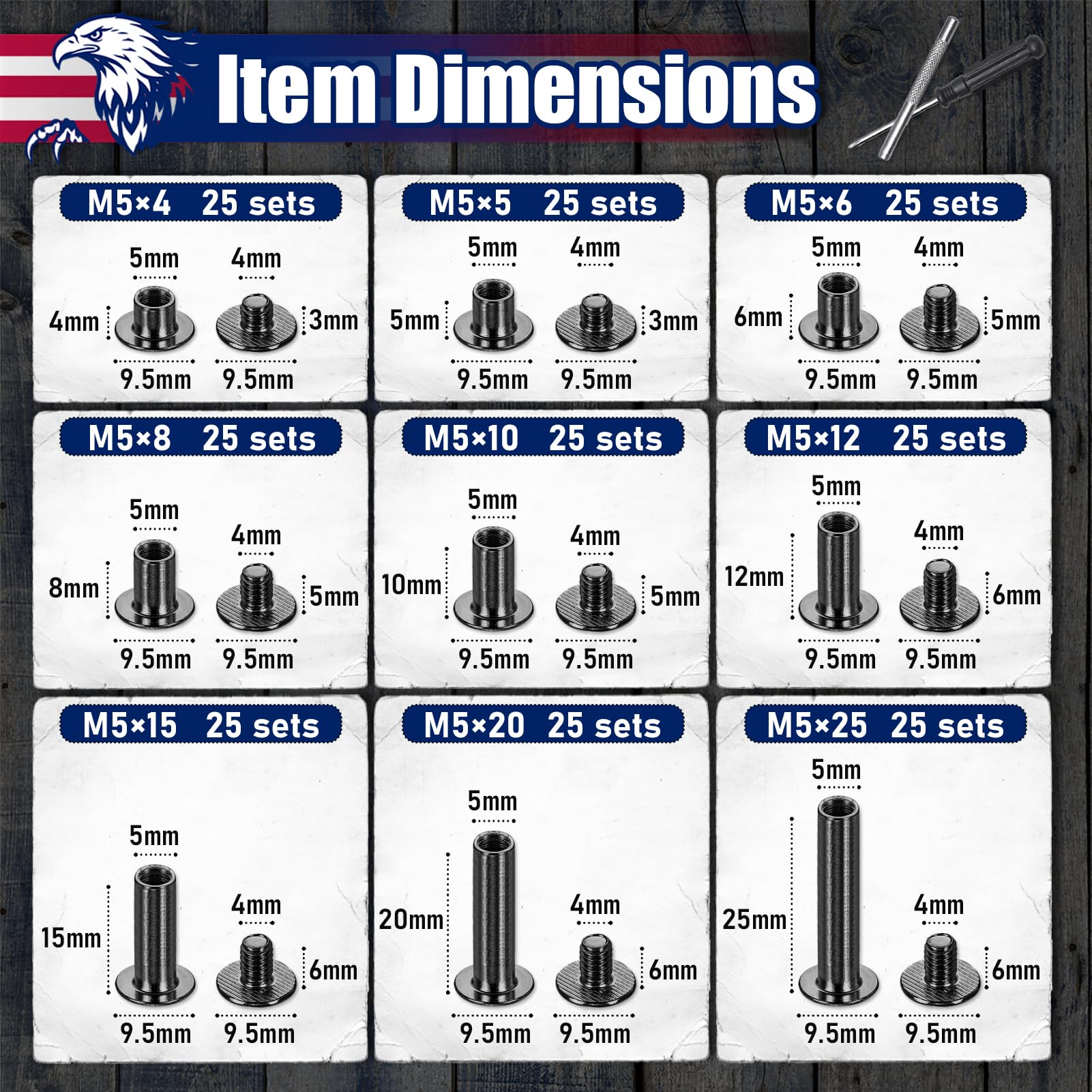 Chicago Screws for Leather - 135 Sets -2 Chicago Screws for Leather - 135 Sets -2
