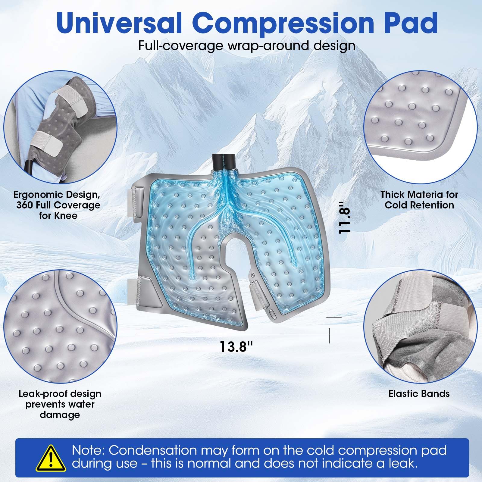 Máquina de terapia de frío para rodilla de 14 cuartos (13 L), recuperación postoperatoria de rodilla, sistema de circulación de agua helada con control remoto y temporizador, dispositivo de