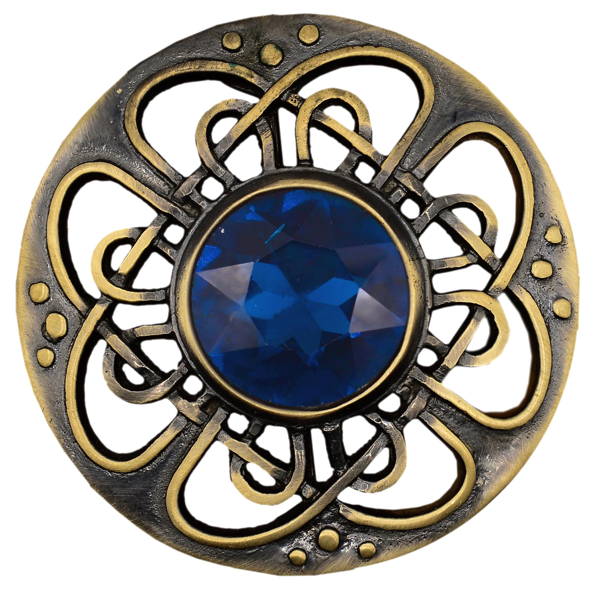 Elegant Culloden Plaid Brooch – Scottish Kilt Fly Plaid Brooch Intricate Celtic Knot in Pewter with Gemstone 3-Inch Diameter – Ideal for Scottish Kilts &amp; Formal Wear
