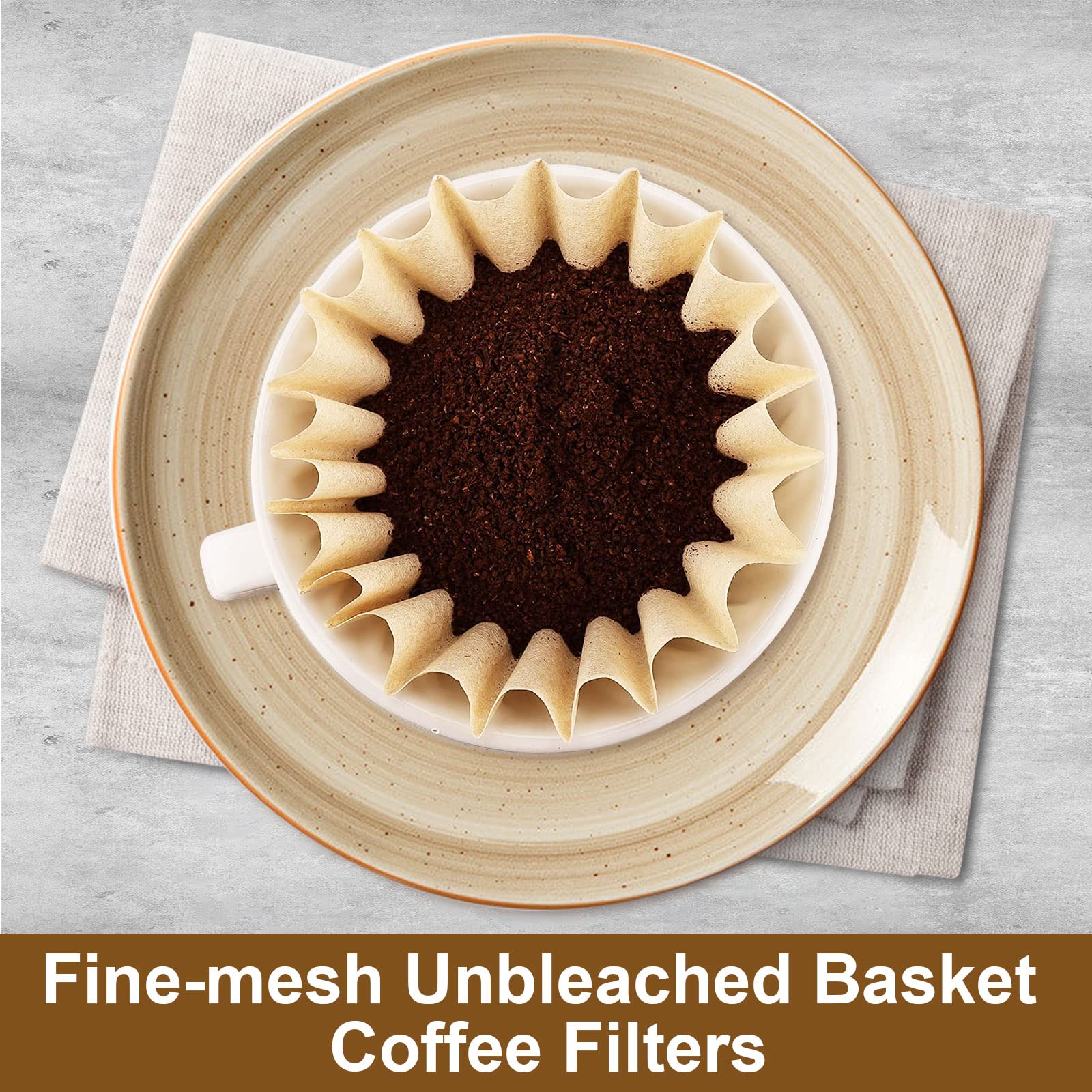 Papier-Kaffeefilter, ungebleicht, 1–4 Tassen, Einweg-Kaffeefilter zum Übergießen von Kaffeefilter für kleine Korb-Kaffeemaschinen, Tropfkaffeemaschine, Einzelportion-Kaffeekanne (braun)
