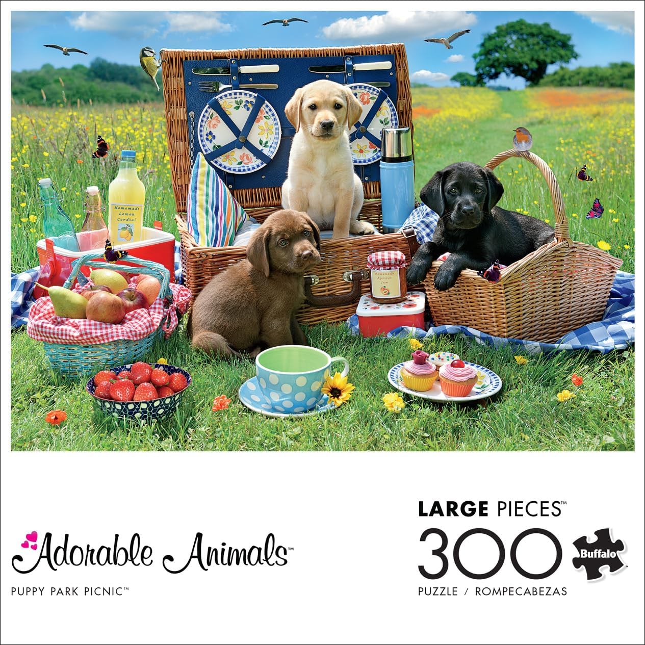 Buffalo Games - Adorable Animals Puppy Park Picnic 300 Large Piece Jigsaw