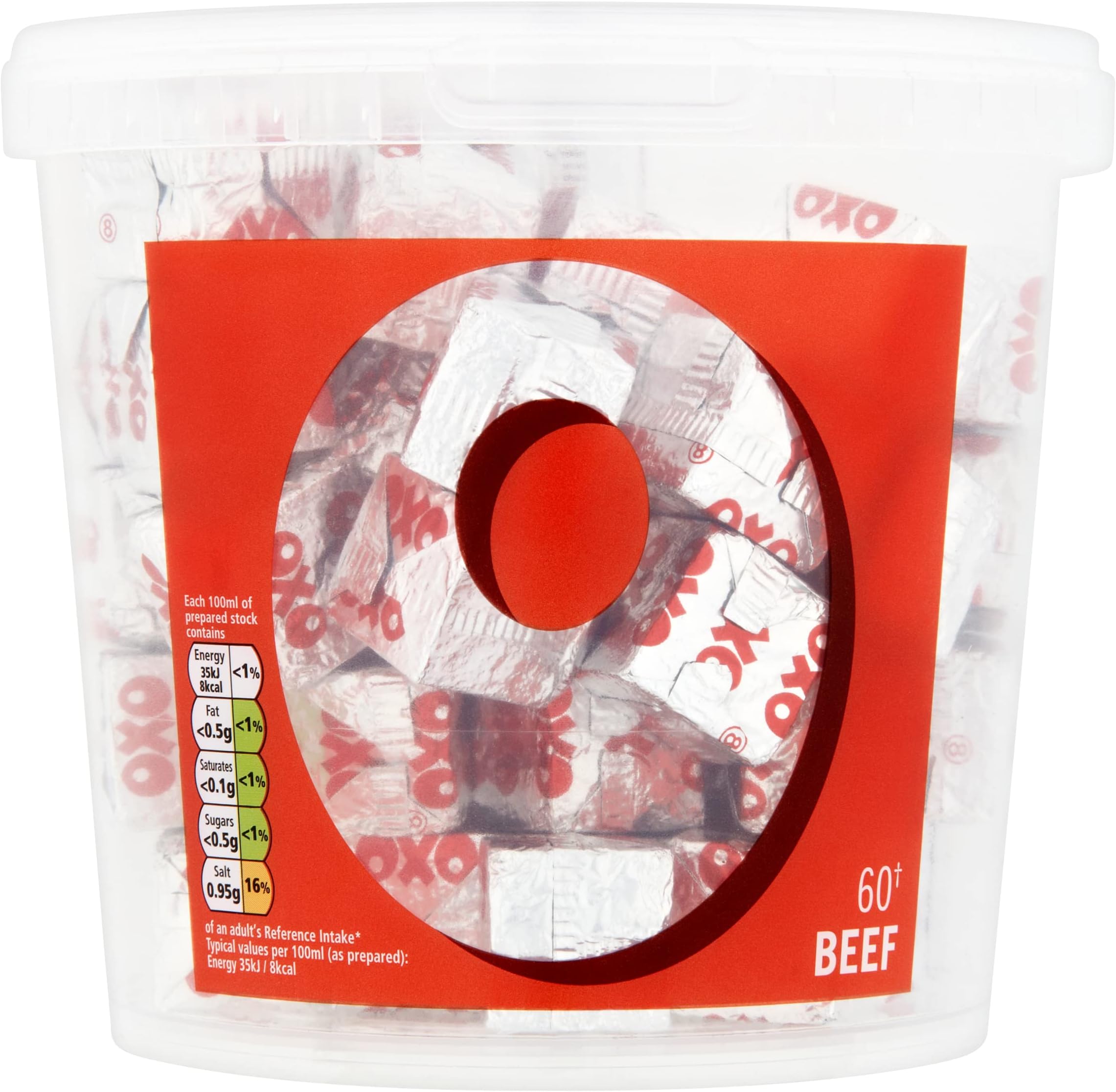 OXO 60 Beef Stock Cubes Made With Authentic Meat Juices, 378 g (Pack of 1)