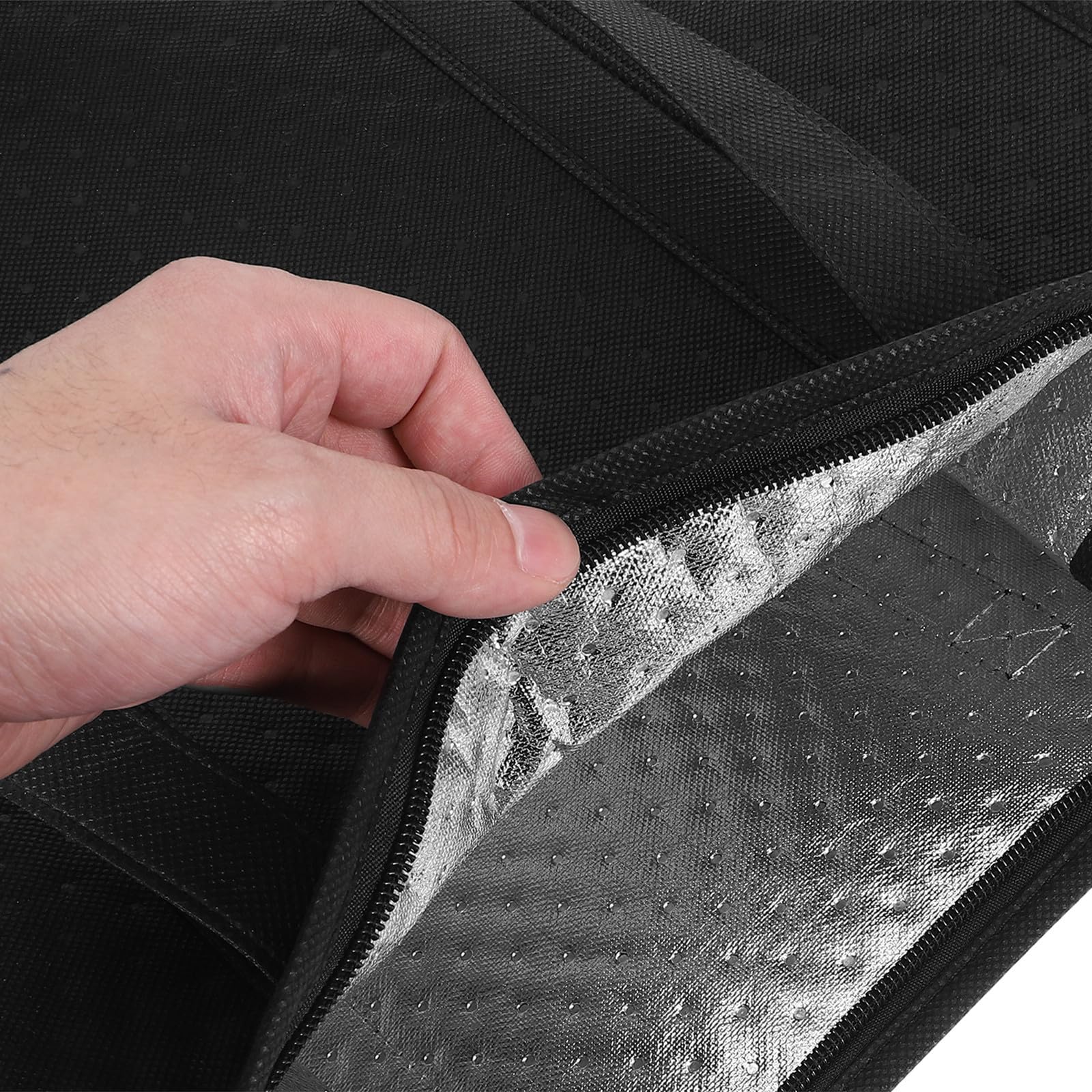 Borsa Termica Riutilizzabile 10 Pezzi con Cerniera e Manici, Sacchetti per Alimenti Isolati, Tessuto Non Tessuto per Viaggi e Scuola