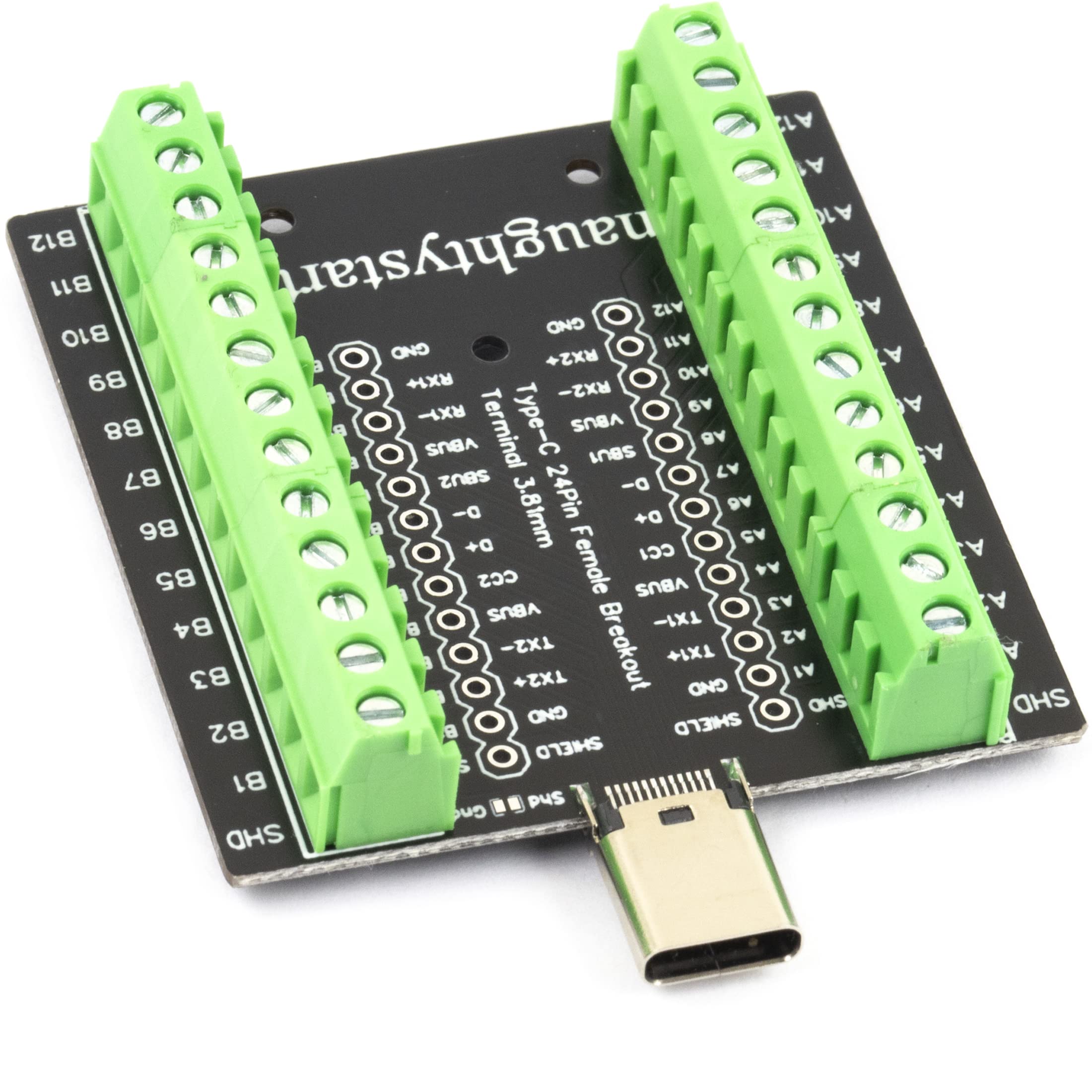 USB Type C 24 Full Pins Female Breakout Board with Terminal Blocks 3.81mm (0.15