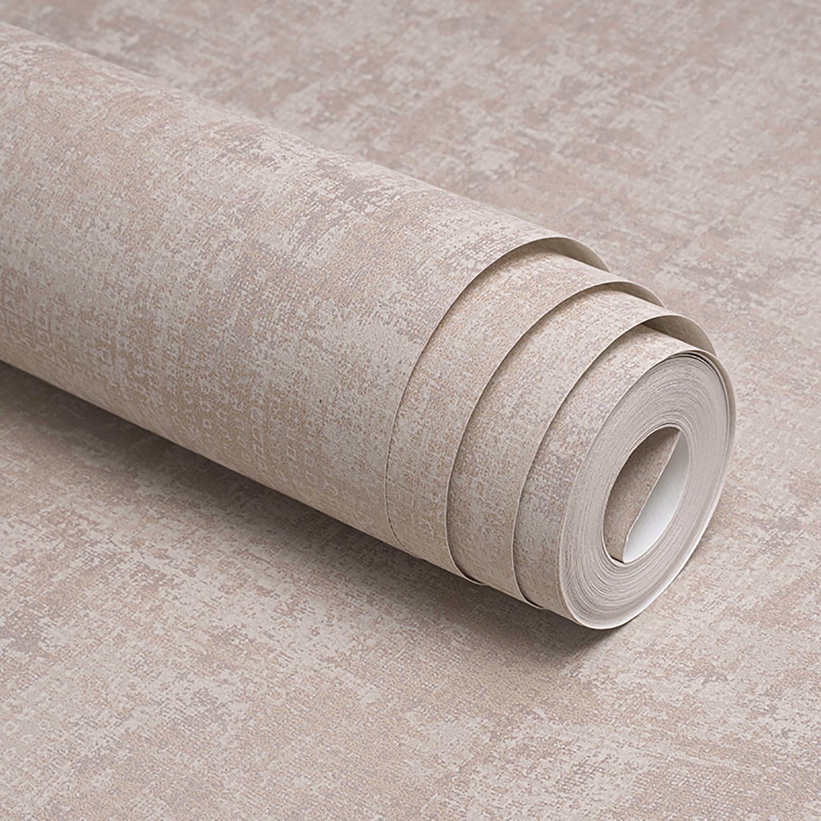 Beswitory Industrial Textured Concrete Effect Light Brown Wallpaper Decorative Luxury Wall Paper with Distressed Pattern, Textured Finish & Metallic Detailing for Living Room, Bedroom, Fireplace