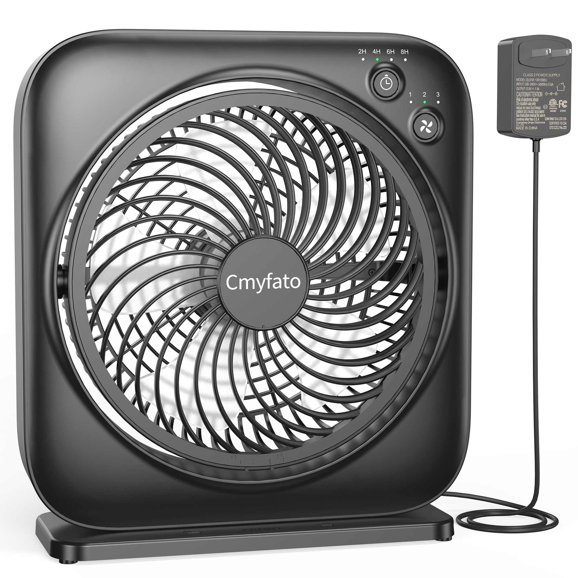 Portable Table fan, Window Fan,Small Box Fan with 3 Powerful Speed & 4 Timer Setting, 270° Pivoting Quiet Square DC Fan for Home Office Bedroom Bathroom Kitchen