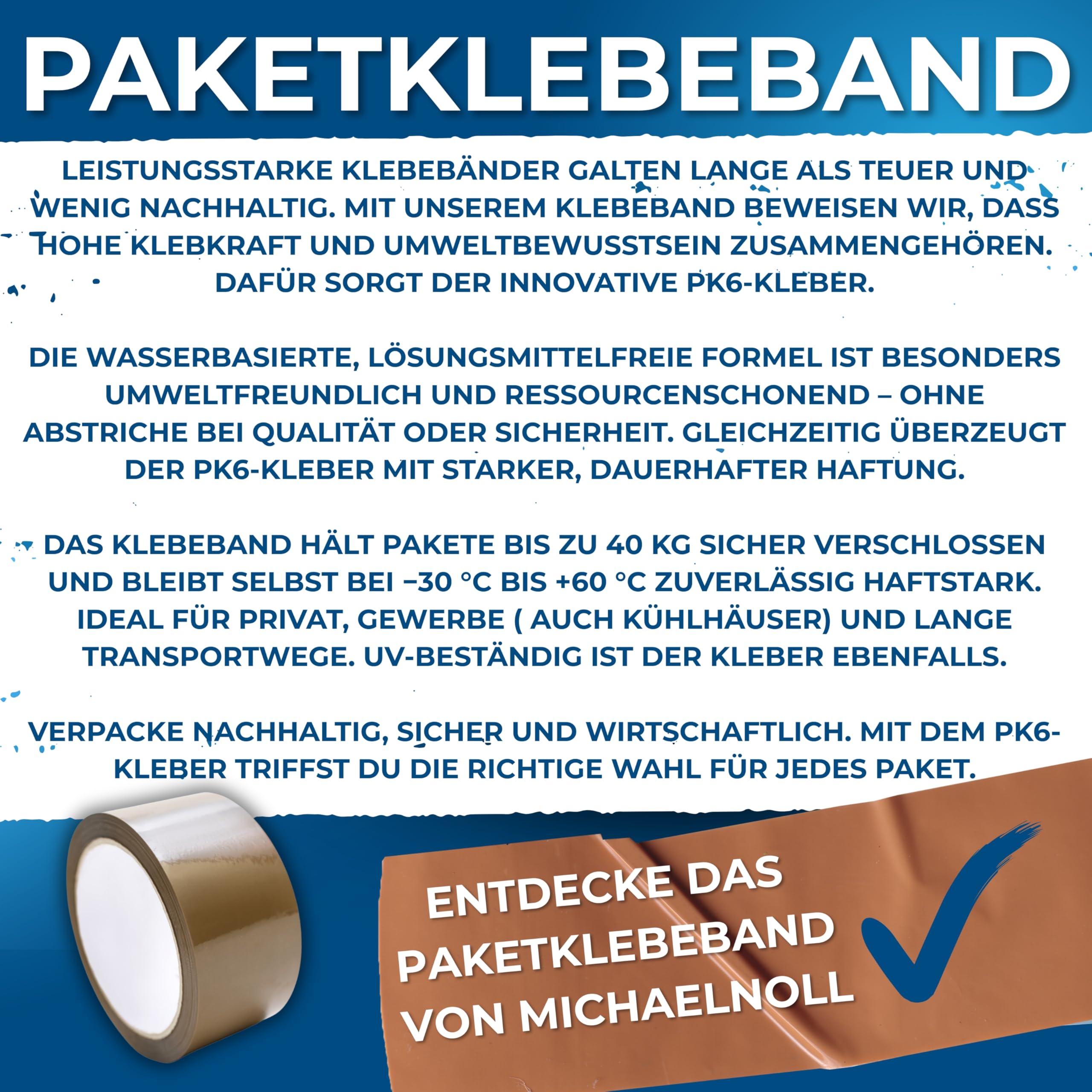 MichaelNoll Paketklebeband, Paketband, Klebeband, Packband für Lager, Versand, Transport und Verpacken von Paketen, Braun, 66 m x 48 mm (36, Braun)