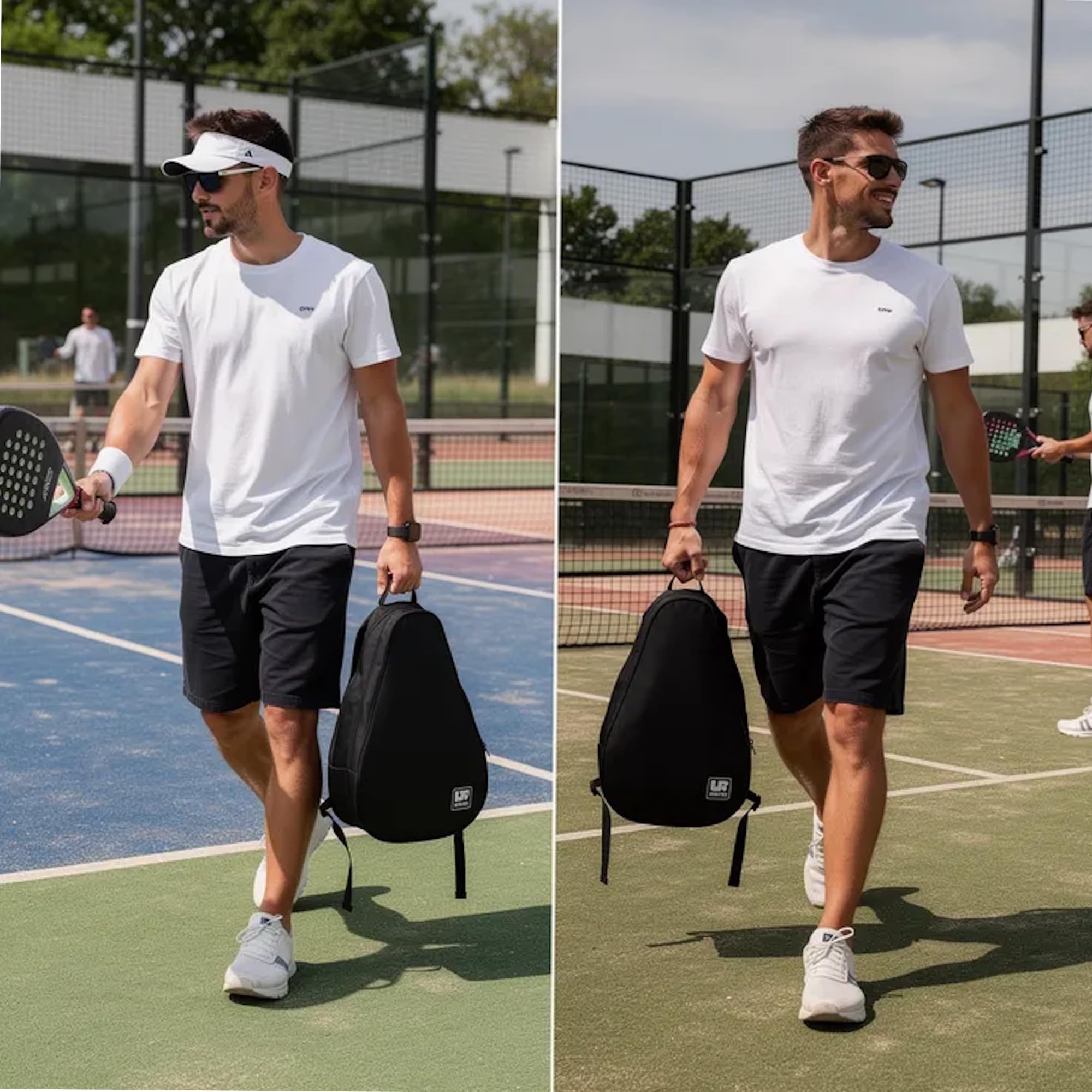 Zaino Padel Racchetta Zaino Nero - Padelbag con 2 scomparti per racchette e accessori, in PET riciclato, tracolla regolabile, 48 x 29 x 19 cm - Borsa sportiva per racchetta padel racket