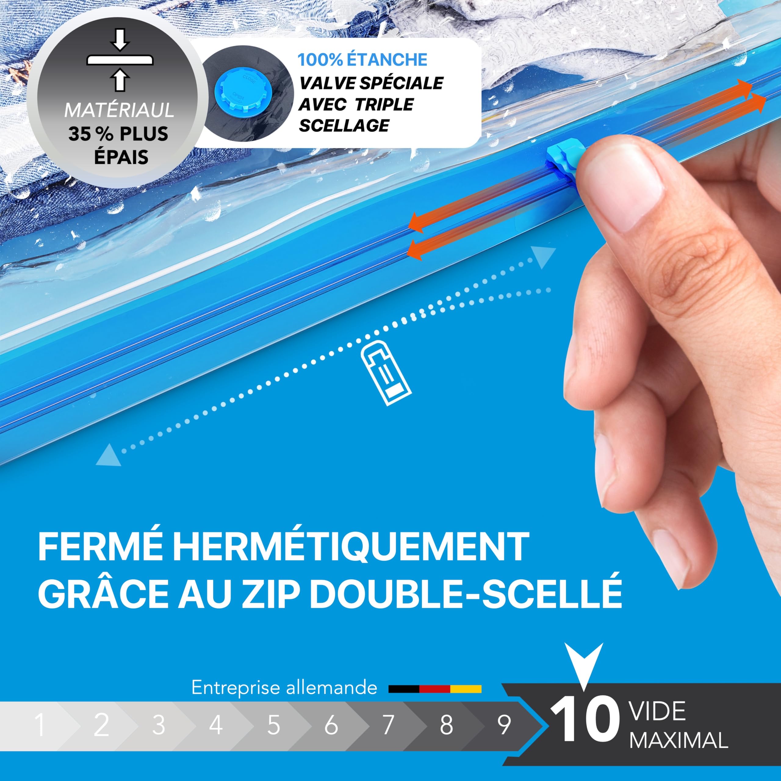 SilverRack Ensemble de Sacs de Rangement sous Vide [6 Pièces] en 2 Tailles (3x 60x80 cm / 3x 80x100 cm) - Sacs de Rangement sous Vide pour Vêtements et Couettes - pour Vêtements