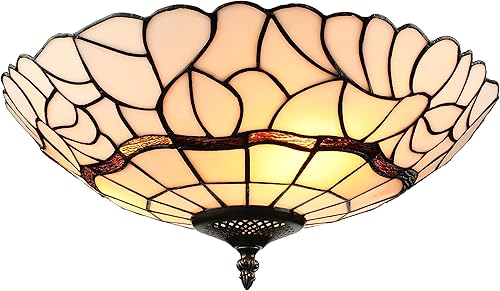 RUNNUP - Lámpara de techo de cristal Tiffany, estilo retro, para iluminación de techo, instalación fija, atractiva decoración para cocina,