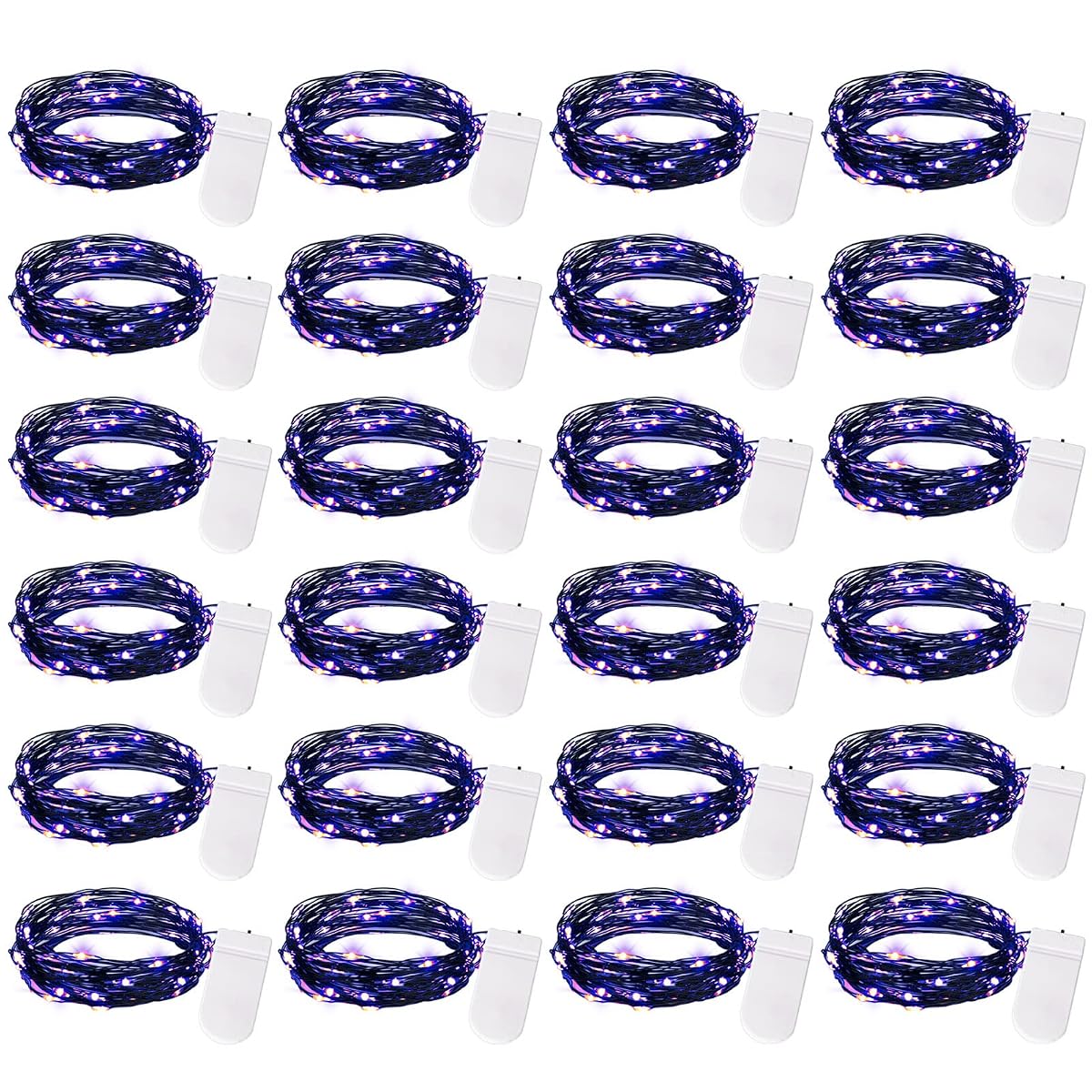 Brightown Fairy Lights 24 Pack, 20 LED Waterproof String Lights, 7 ft Black