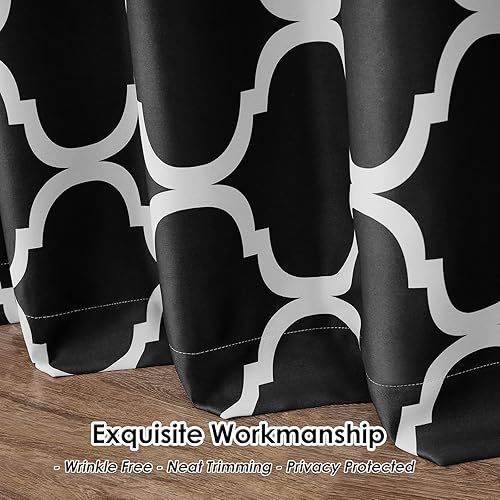 Miniatura 6 de Melodieux - Cortina opaca con aislamiento térmico y ojales, de estilo marroquí, 100 x 96pulgadas, color negro (1panel)