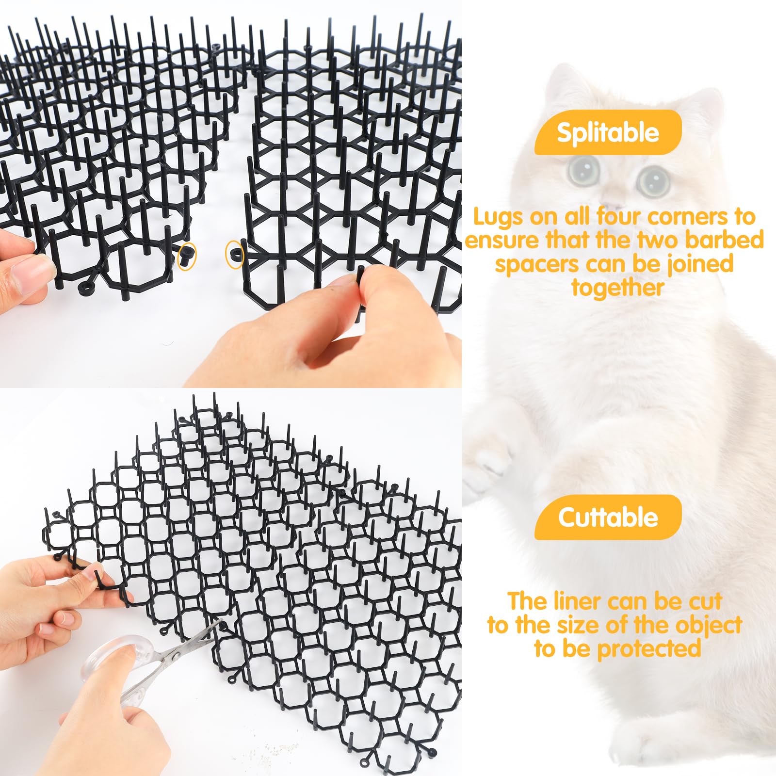 Lot De 12 Tapis Anti-Chat Avec Pointes - Répulsif Puissant Pour Jardin, Intérieur Et Extérieur, Protège Plantes, Meubles Et Voiture