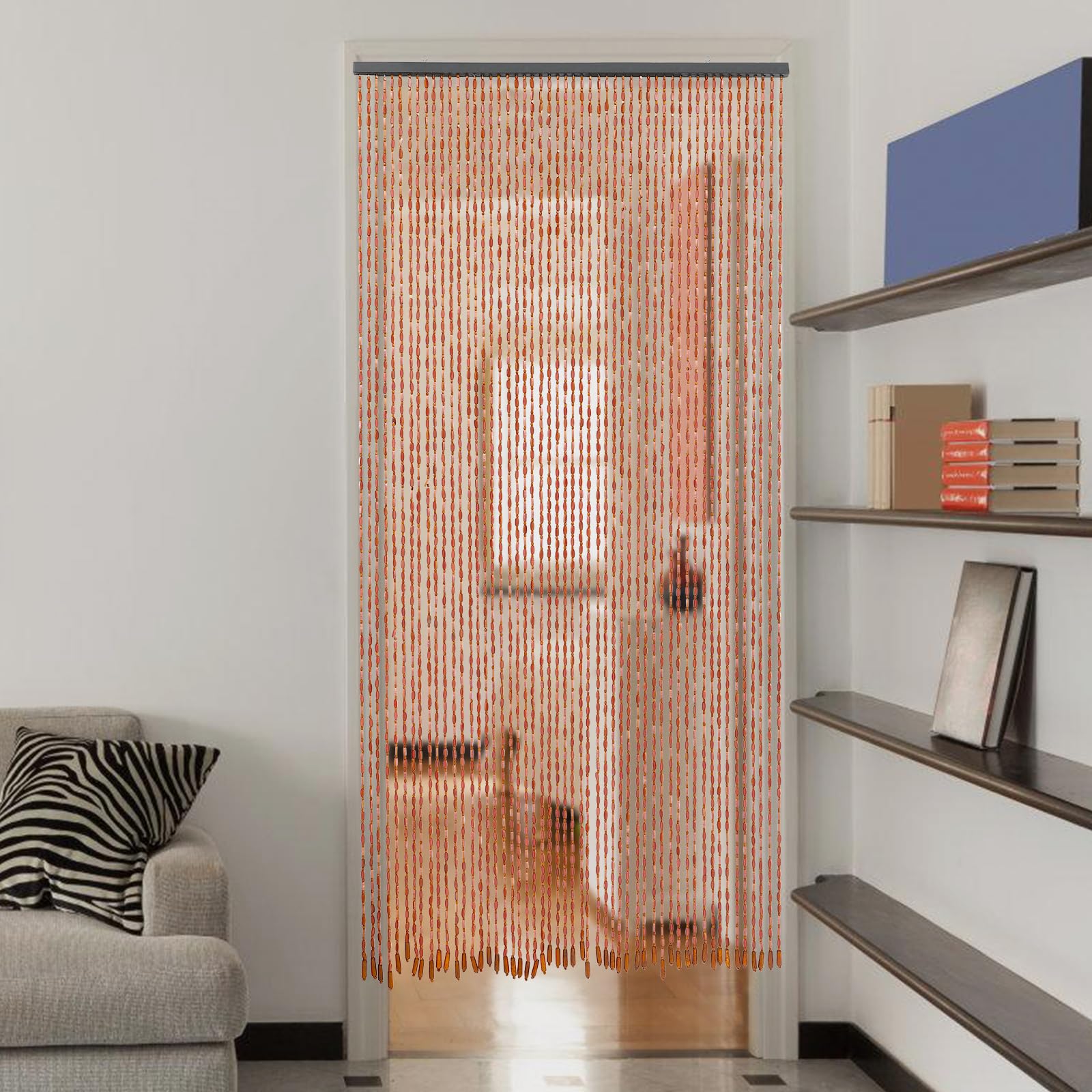 Rideau de porte en bambou et bois pour portes d'entrée, armoires, fenêtres, portes de chambre à coucher, portes de salle de bain, café, 200 x 90 cm